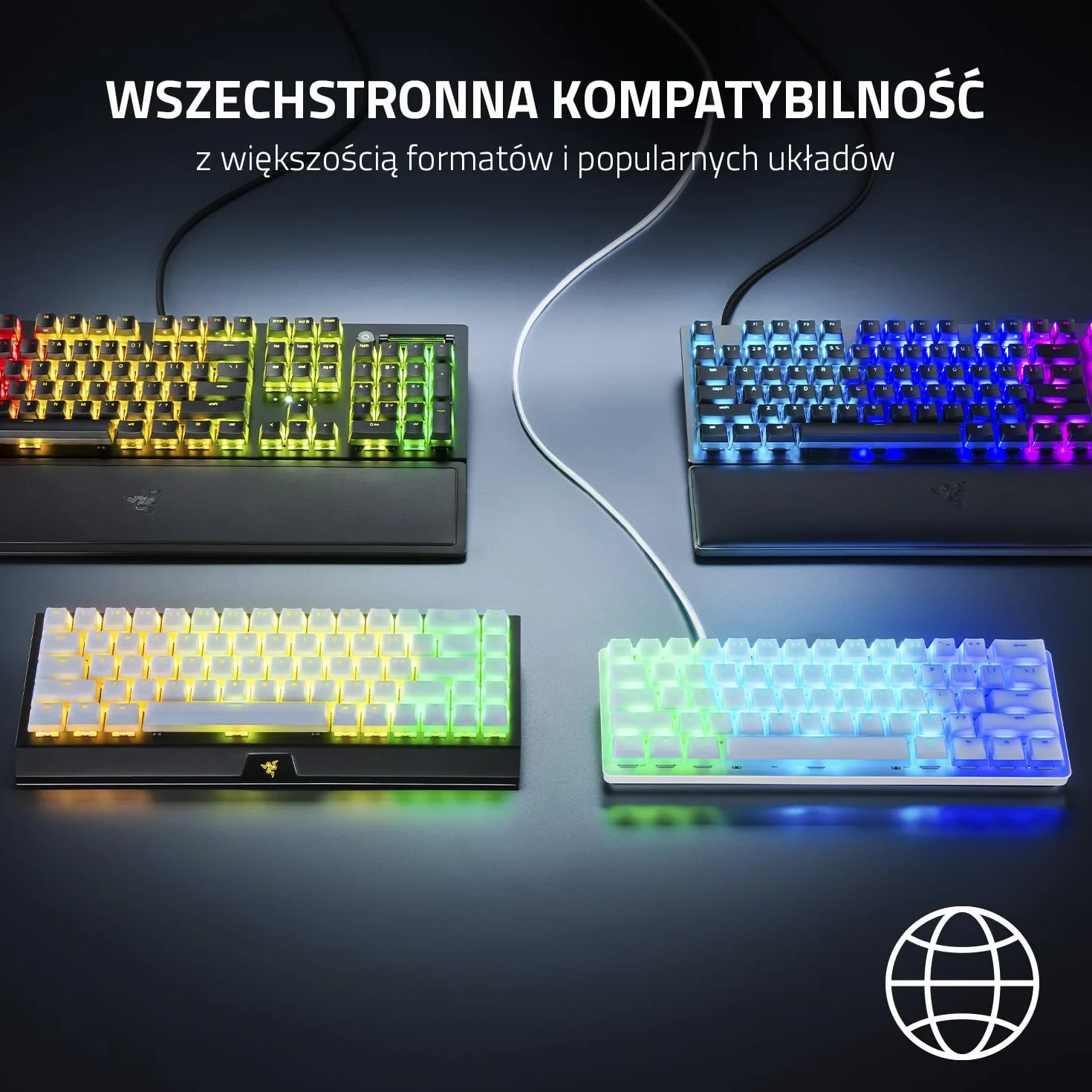 Razer Phantom Keycap Upgrade Set 128 klawiszy Czarny Półprzezroczysty RGB