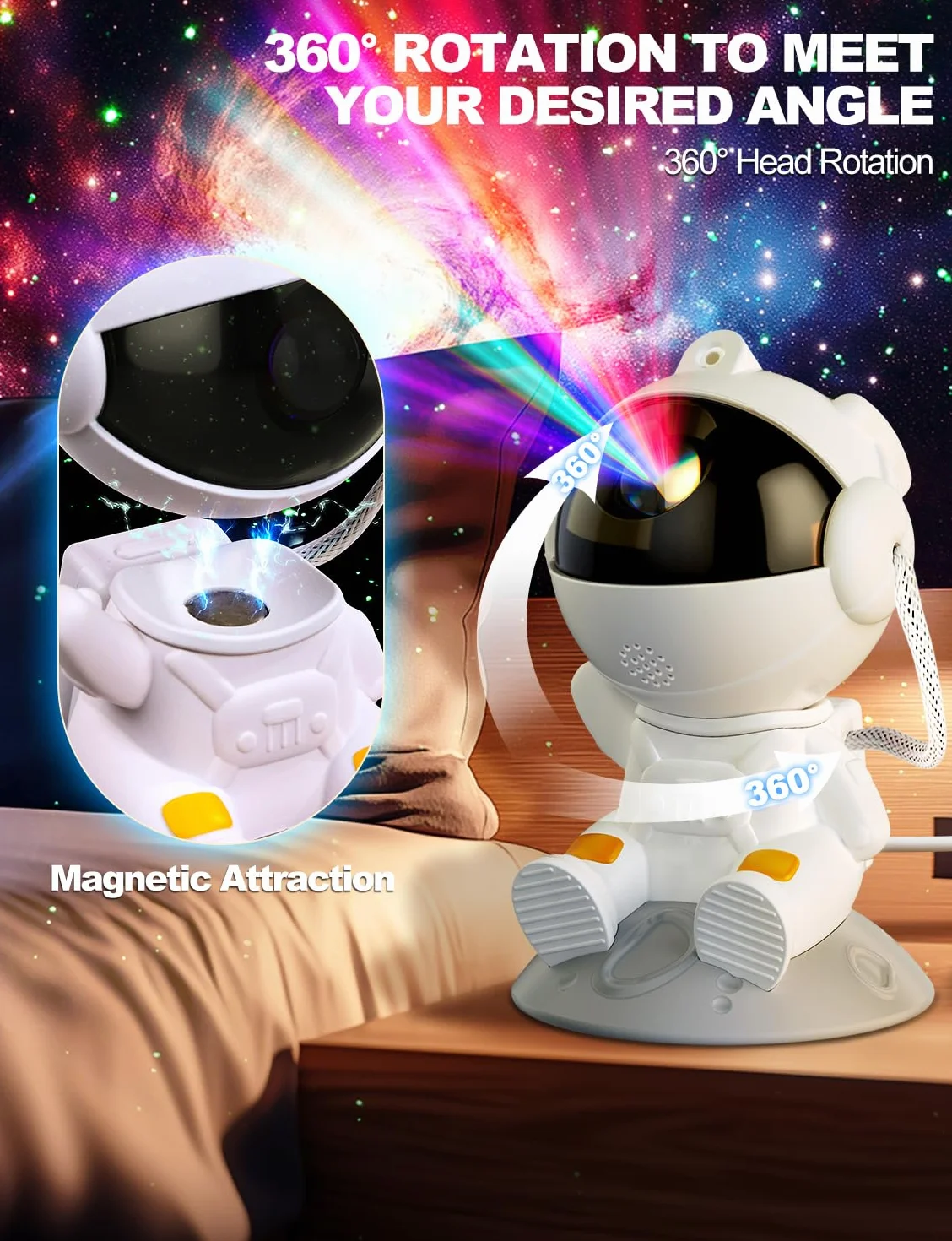 Astronaut Galaxy Star Projektor LED Star Night Light 360° Projektor HD Nebula Z Pilotem Nadaje się do dekoracji estetyki, przyjęć domowych, sypialni