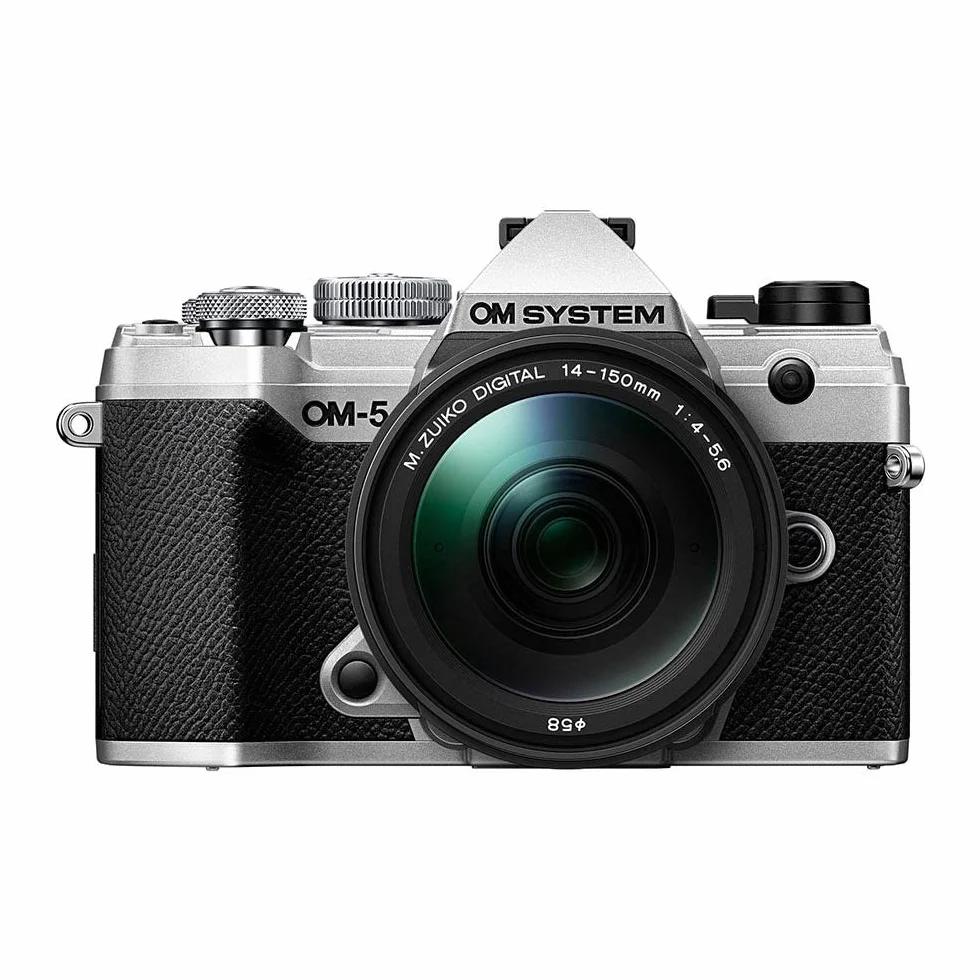 OM SYSTEM OM-5 Aparat Mikro Cztery Trzecie z obiektywem M.Zuiko Digital 14-150mm F4-5.6 II, 20 MP, 5-osiowa stabilizacja, IP53, srebrny/czarny