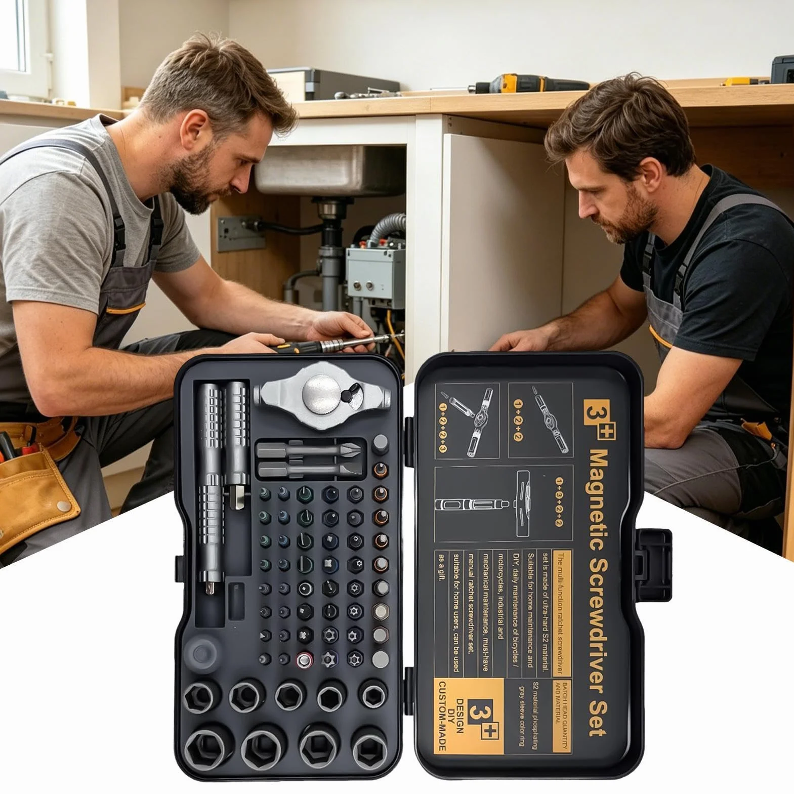 Zestaw wkrętaków grzechotkowych Wielofunkcyjne narzędzie T-Handle 66 w 1 | Ergonomiczny uchwyt zestaw śrubokrętów Do domu, warsztatu, elektroniki, komputera, zegarka, samochodu, elektryka