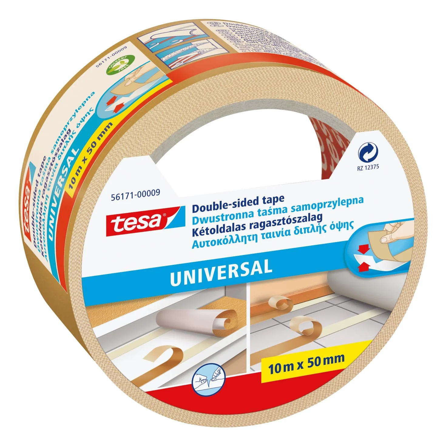 Tesa 56171-00003-11 Taśma Dwustronna, Biały, 10 x 50 mm