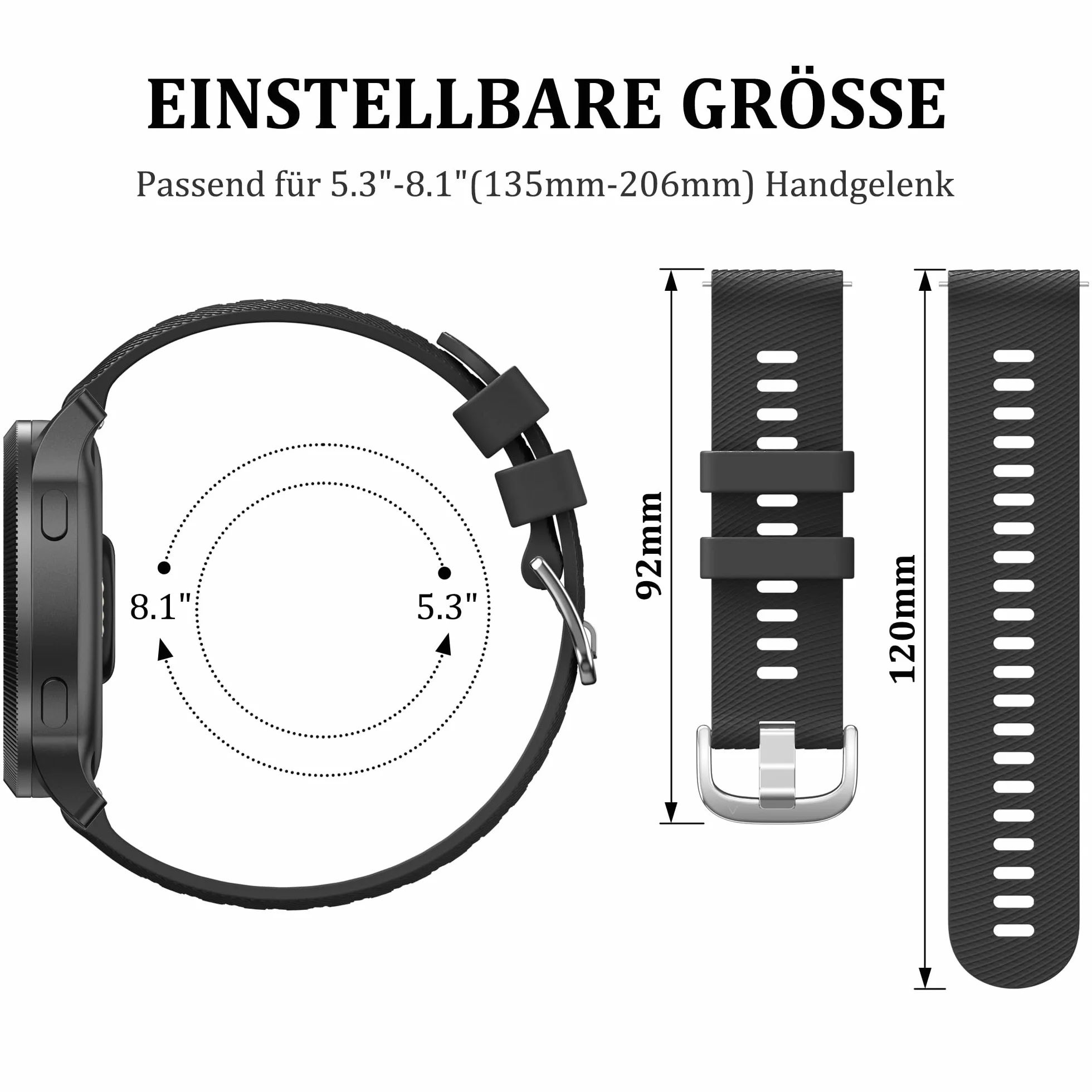 Vancle Bransoletka silikonowa 22 mm wodoszczelna do zegarka