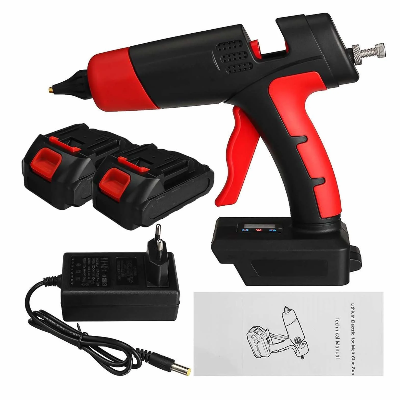 Pistolet Na Klej, Bezprzewodowy pistolet do klejenia na gorąco z 10 szt. Klej w sztyfcie akumulator litowo-jonowy dysza miedziana strona główna DIY narzędzie do naprawy 21V 1000W Szybkie Podgrzewanie