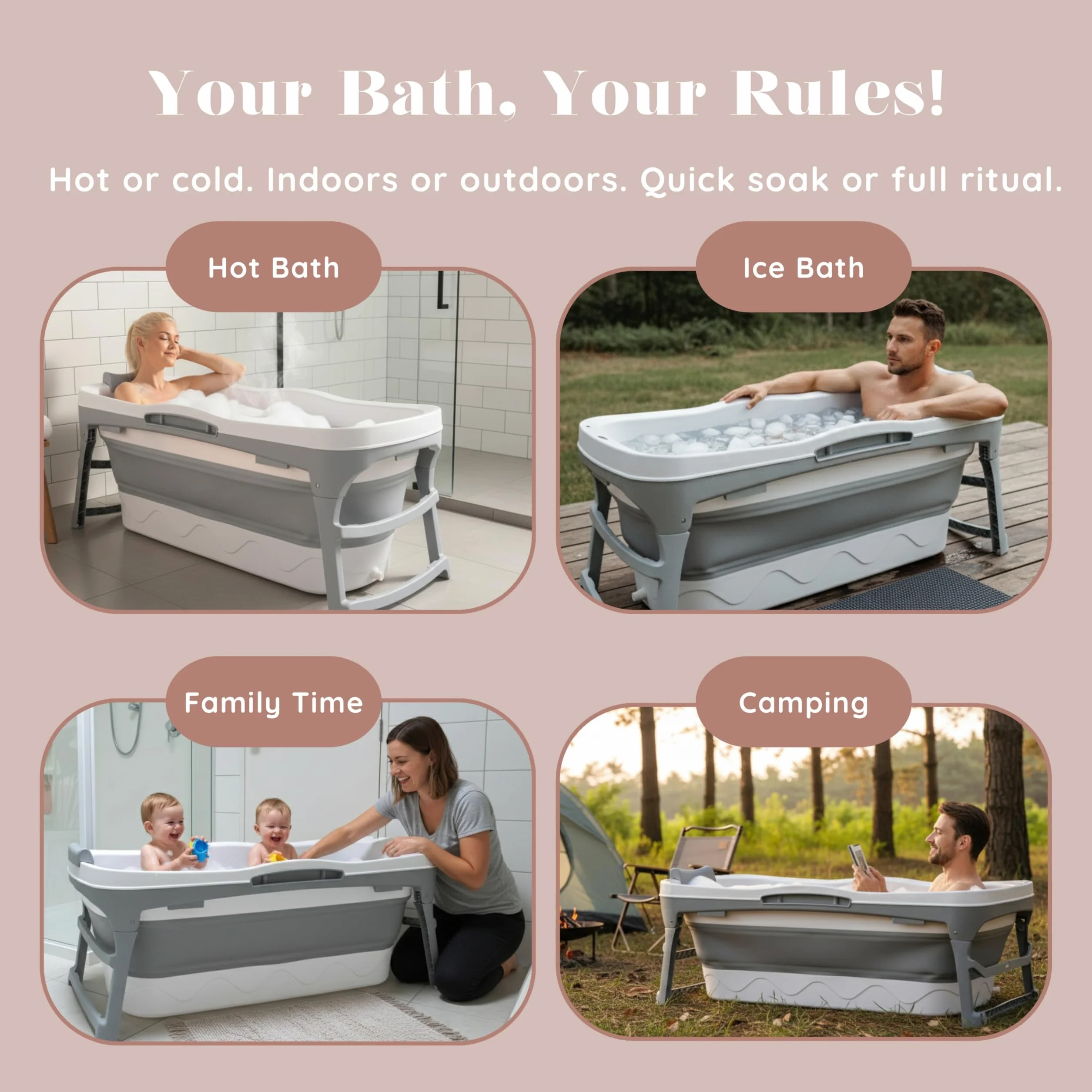 Duża składana wanna 56 cali dla dorosłych