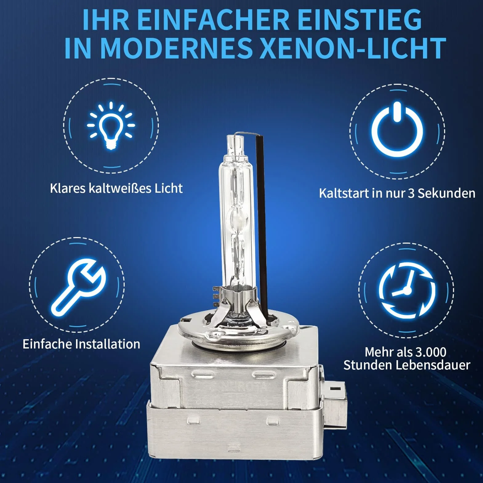 D1S Xenon Brenner 55W 5500K Kaltweiß – D1S Lampe Mit Zulassung, Extra Helles Licht, Lange Lebensdauer – Premium OEM Ersatz Scheinwerferlampe – 2er Set PK32d-2 (D1S, 5500K)