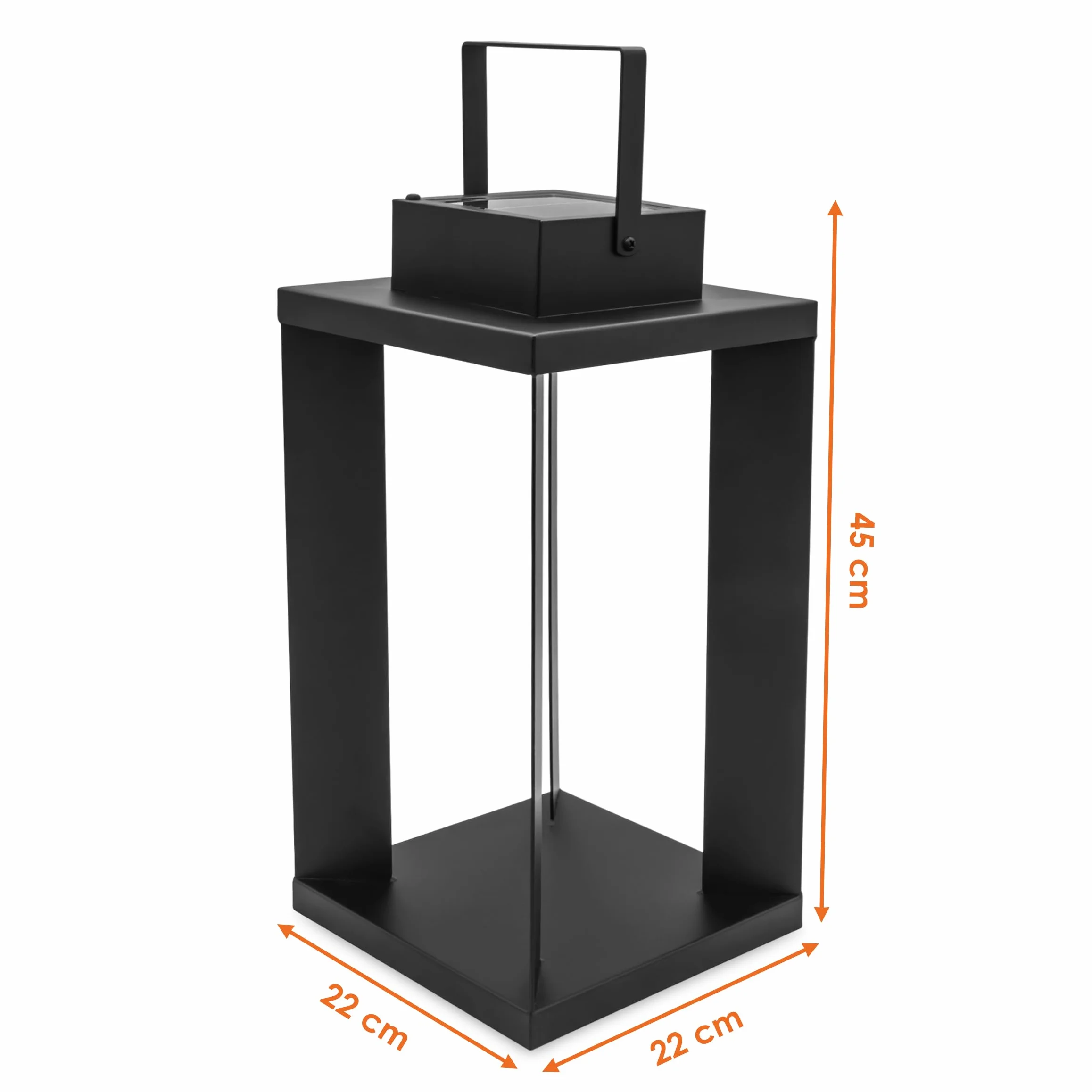 Metalowa latarnia solarna czarna 25 LED ciepły biały - 45 x 22 cm - wysokiej jakości, solidna latarnia ogrodowa zasilana energią słoneczną - solarna lampa do ogrodu, dekoracja, oświetlenie, lampa