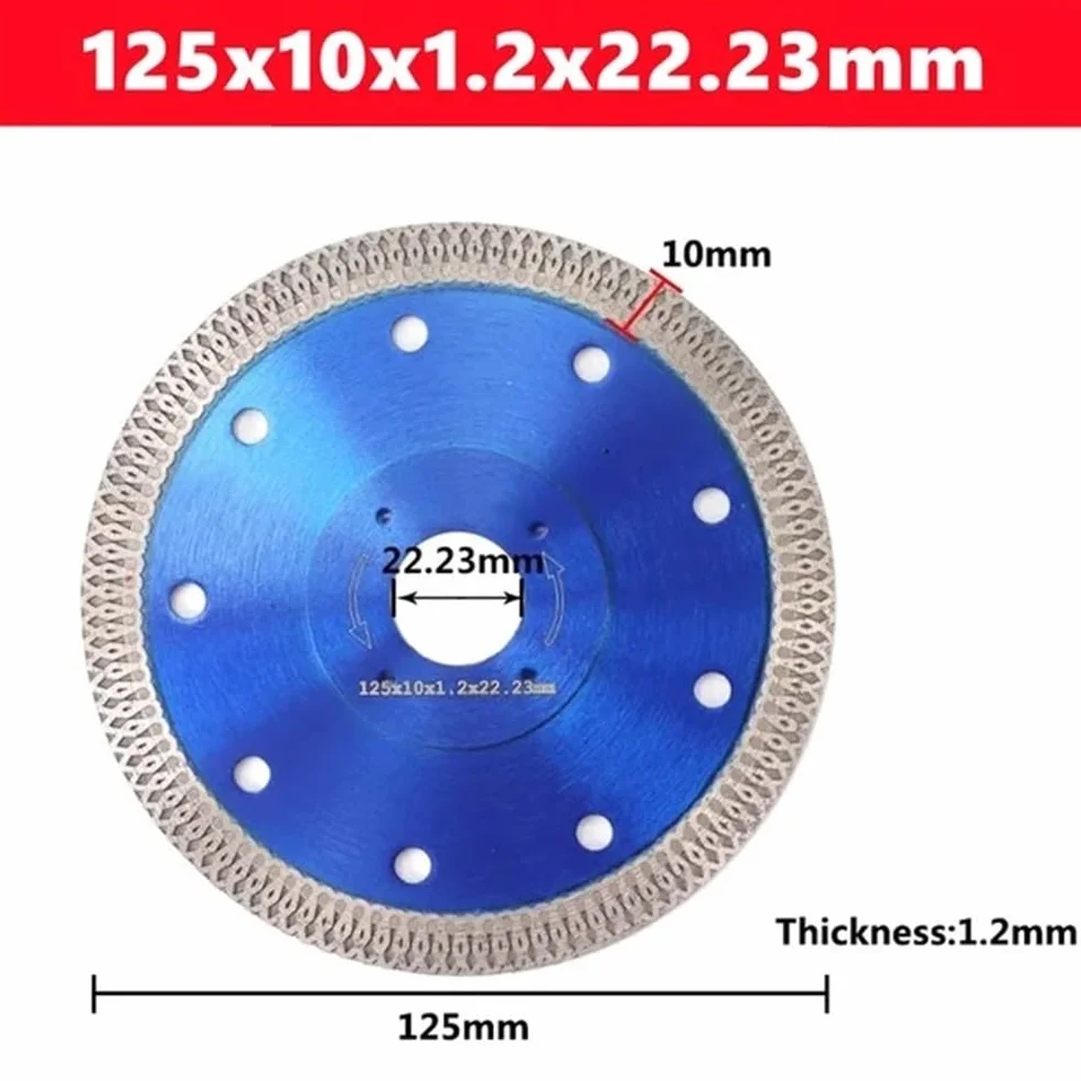 Diamentowe brzeszczoty do pił, Tarcza diamentowa do cięcia na sucho/mokro 105/115/125 mm, tarcza płytek ceramicznych(125x10x1.2x22.23mm)