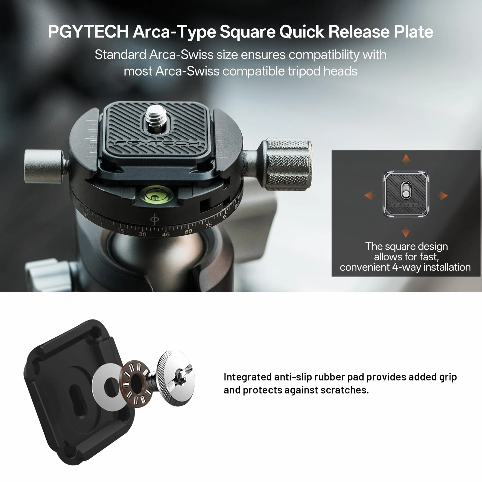 PGYTECH Arca-Swiss V2 zacisk szybkiej wymiany 1/4" 3/8" do statywów gimbali suwaków stabilizatorów