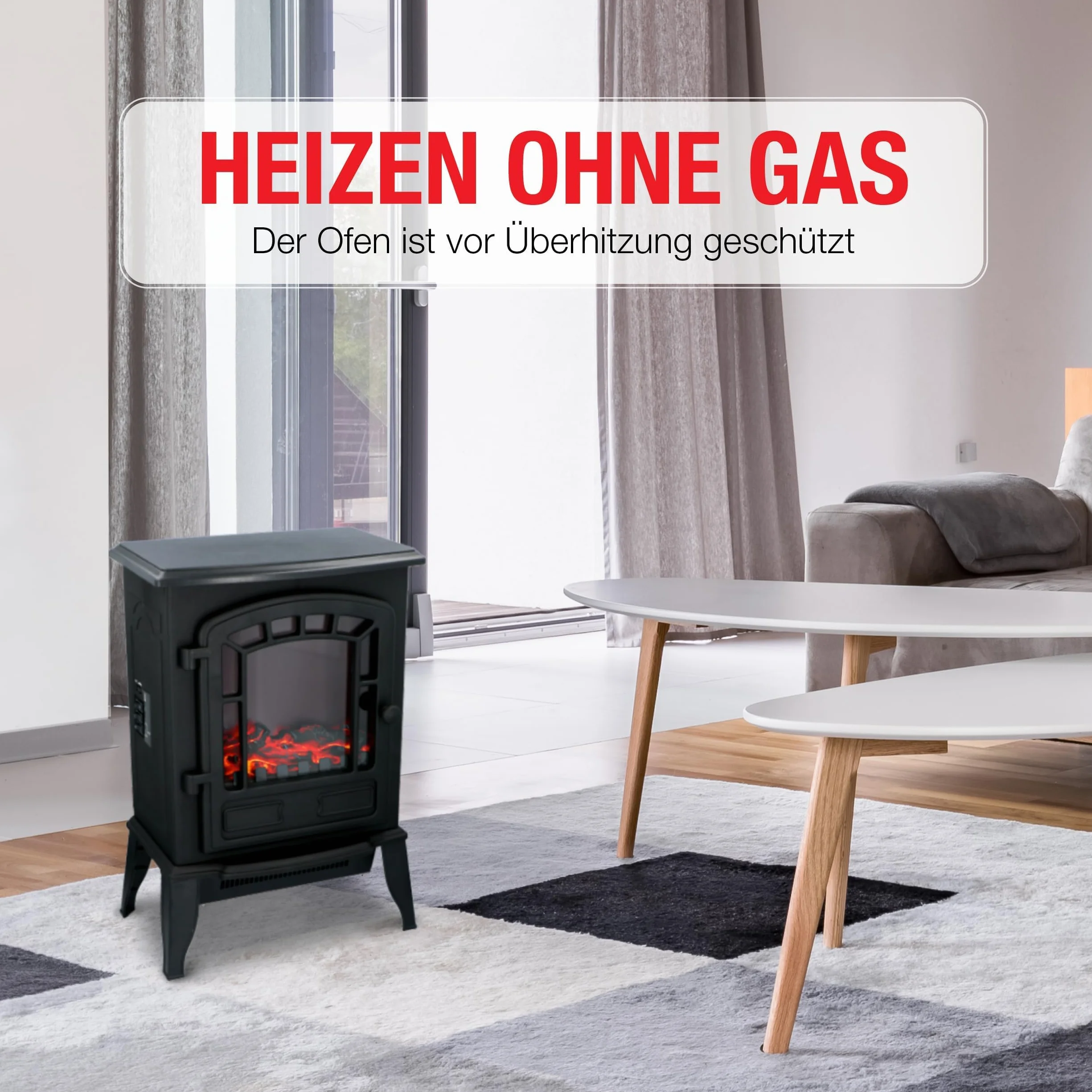 Torino kominek elektryczny z ogrzewaniem, ogrzewanie elektryczne 2000 W, piec kominkowy z ogrzewaniem, panelem rozdzielczym i timerem, kuchenka elektryczna z płomieniami LED,