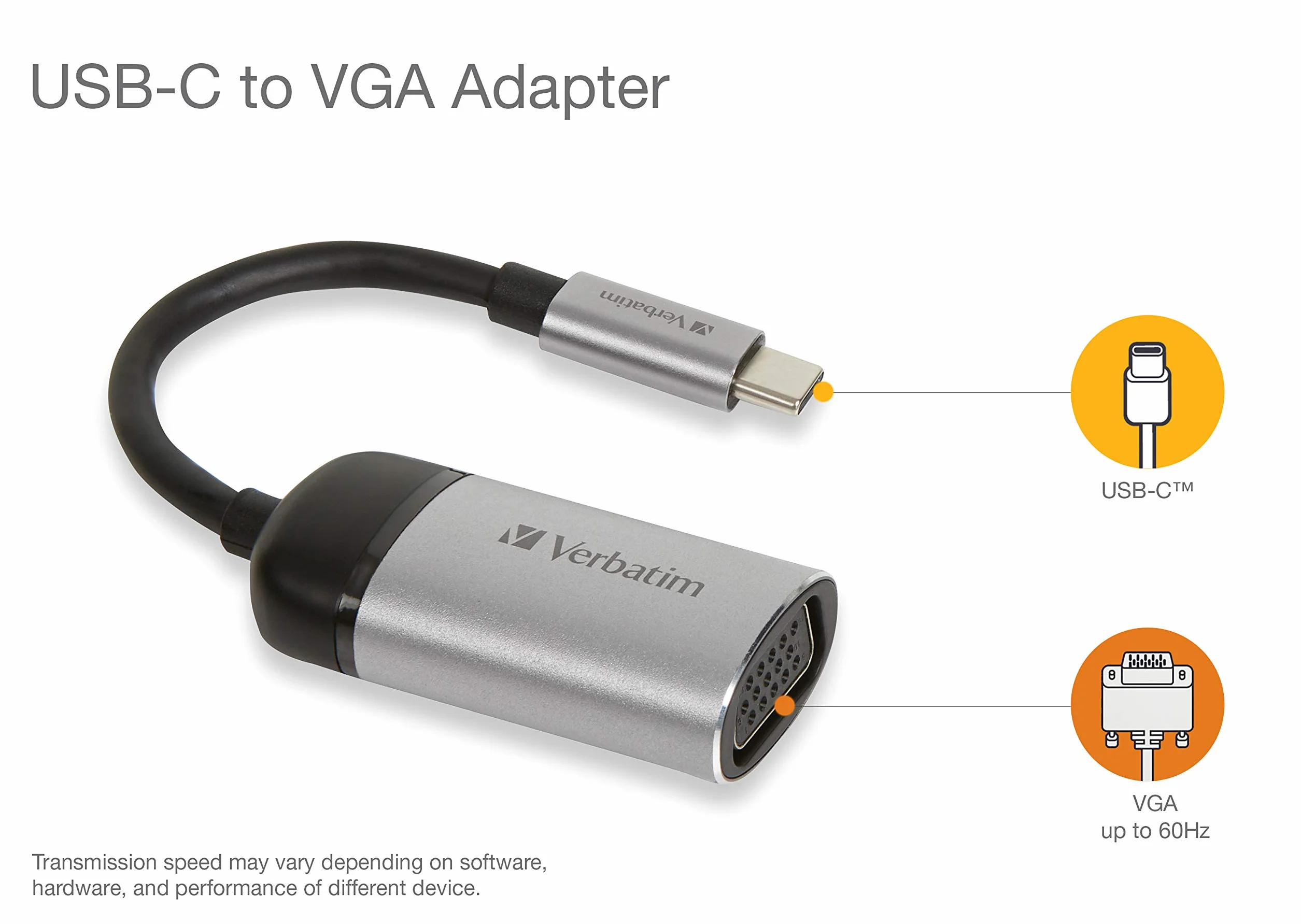 Verbatim Adapter USB-C na VGA Thunderbolt 3 USB C Full HD 10 cm