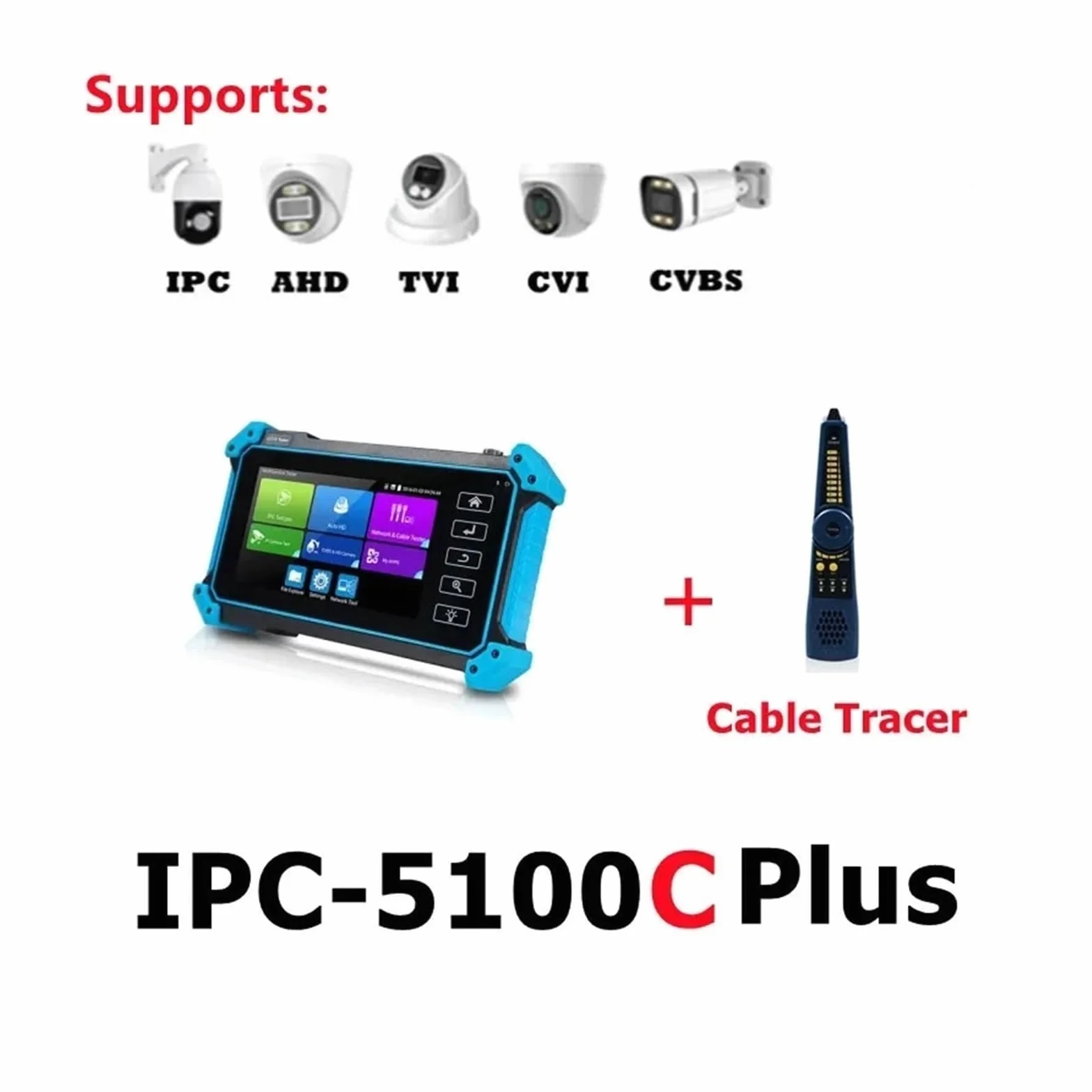 Tester CCTV, IPC5200C Tester monitora CCTV 4K | Z Tester kamery IP Analogowy tester monitoringu wideo CCTV IP PoE RJ45 Test kabla TDR do testowania kamer CCTV i IP.