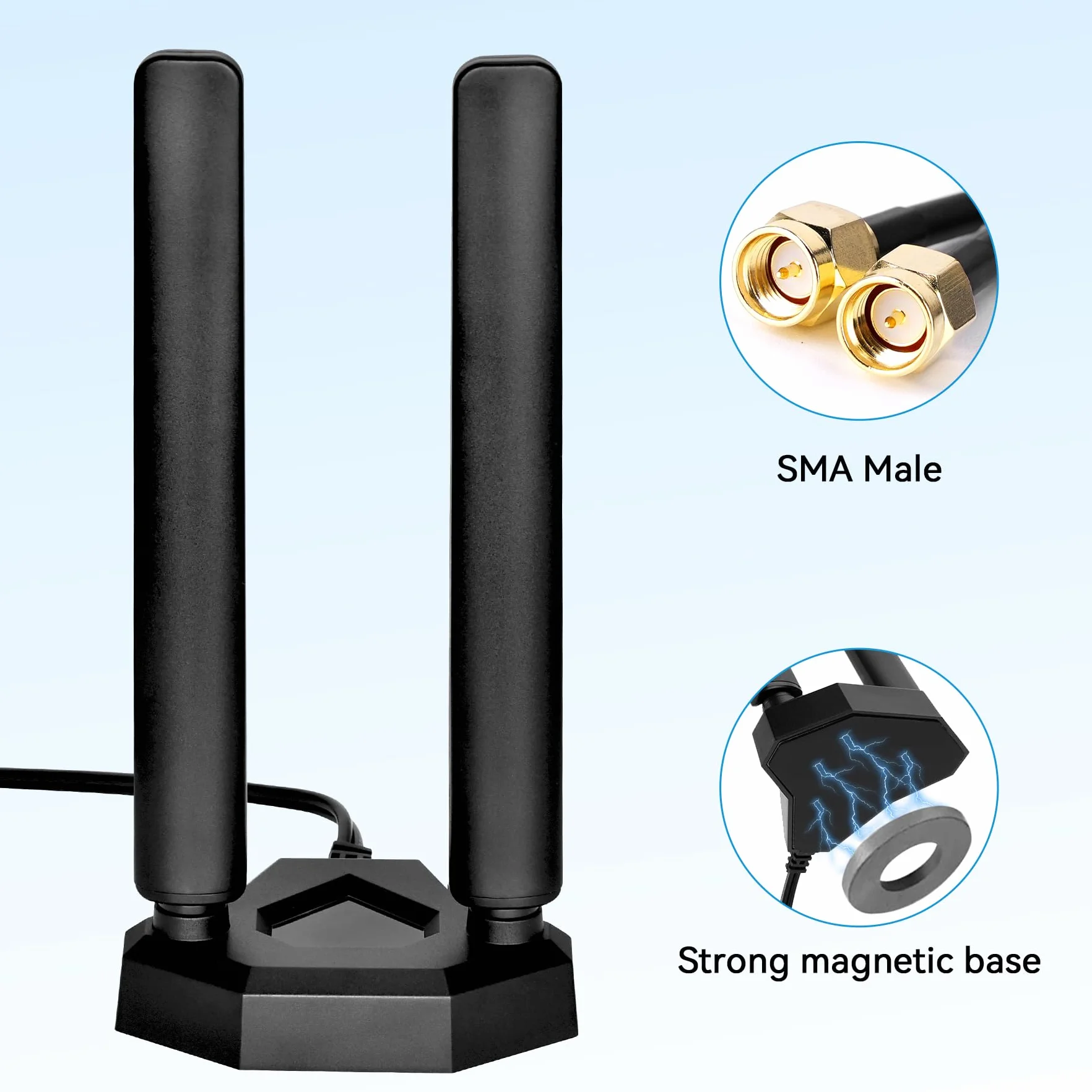 Antena 4G LTE 5G Sub-6 SMA TS9 szerokopasmowa 8dbi 600-3980MHz z podstawą magnetyczną, kabel 2m