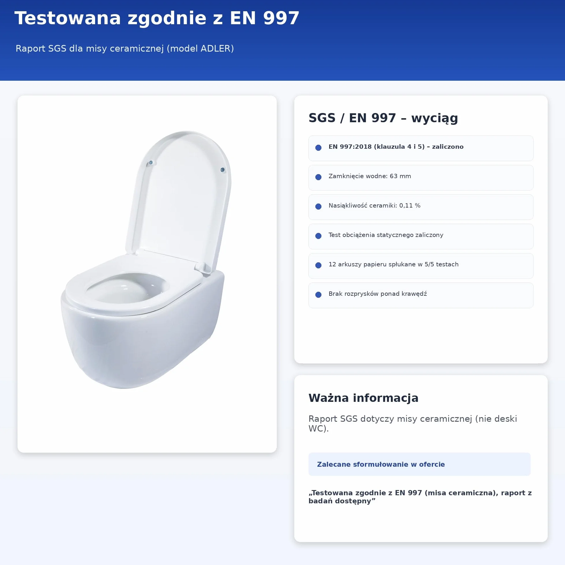 Wisząca + WC bez kołnierza 53 cm, naścienna WC z deską Softclose, biała