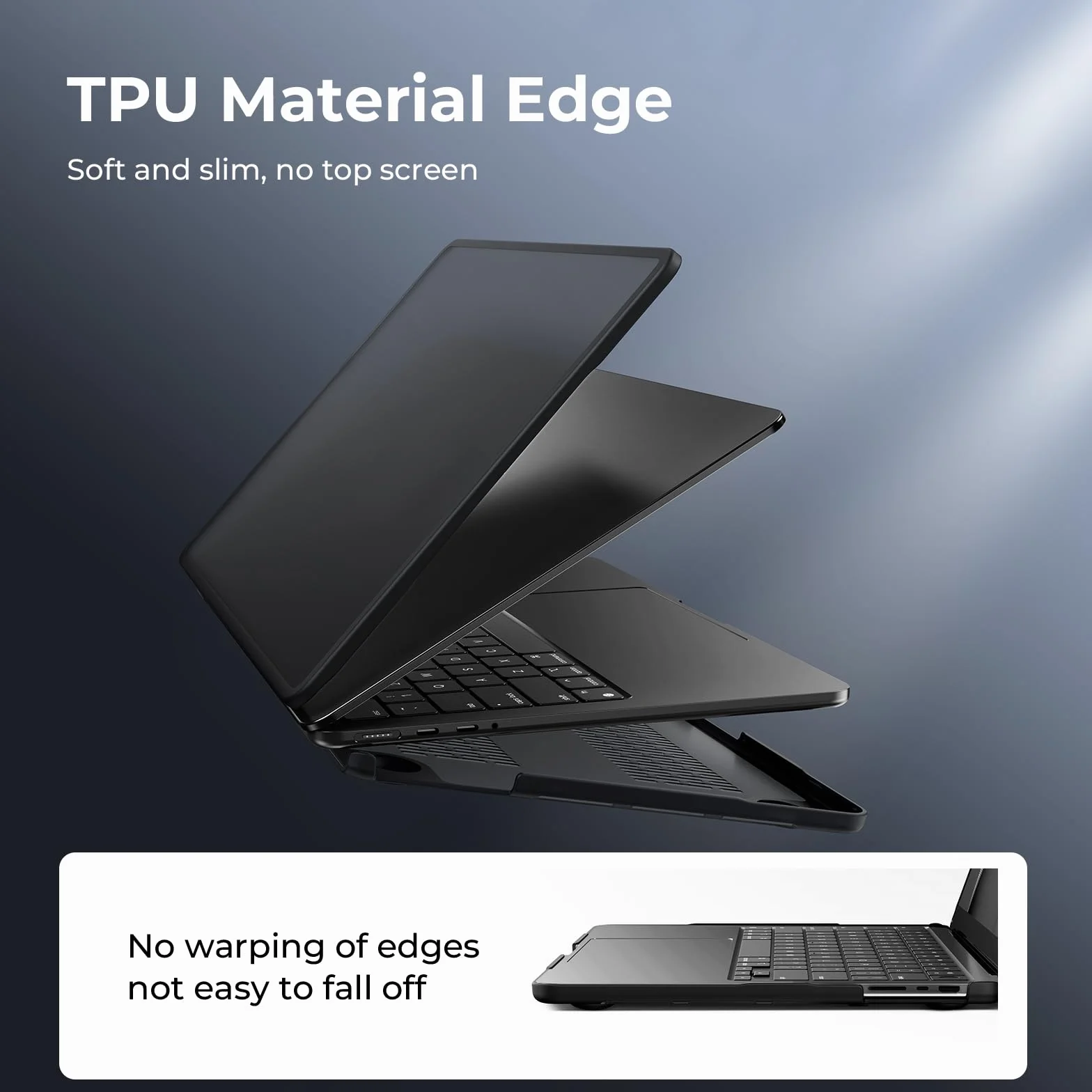 Etui kompatybilne z Macbook Pro 16 cali M5 M4 M3 M2 M1 A3428 A3429 A3403 A3186 A2991 A2780 A2485, Ramka TPU + Osłona PC Matowa czerń