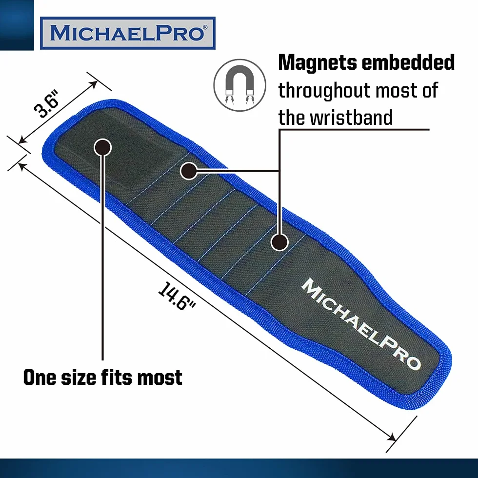 MichaelPro MP015001 Magnetyczna opaska na nadgarstek, pasek narzędziowy z mocnymi magnesami do trzymania śrub, gwoździ, wierteł do majsterkowania, prezenty dla ojca/taty, męża, chłopaka, niego, elektryka, mężczyzn, kobiet (czarna)