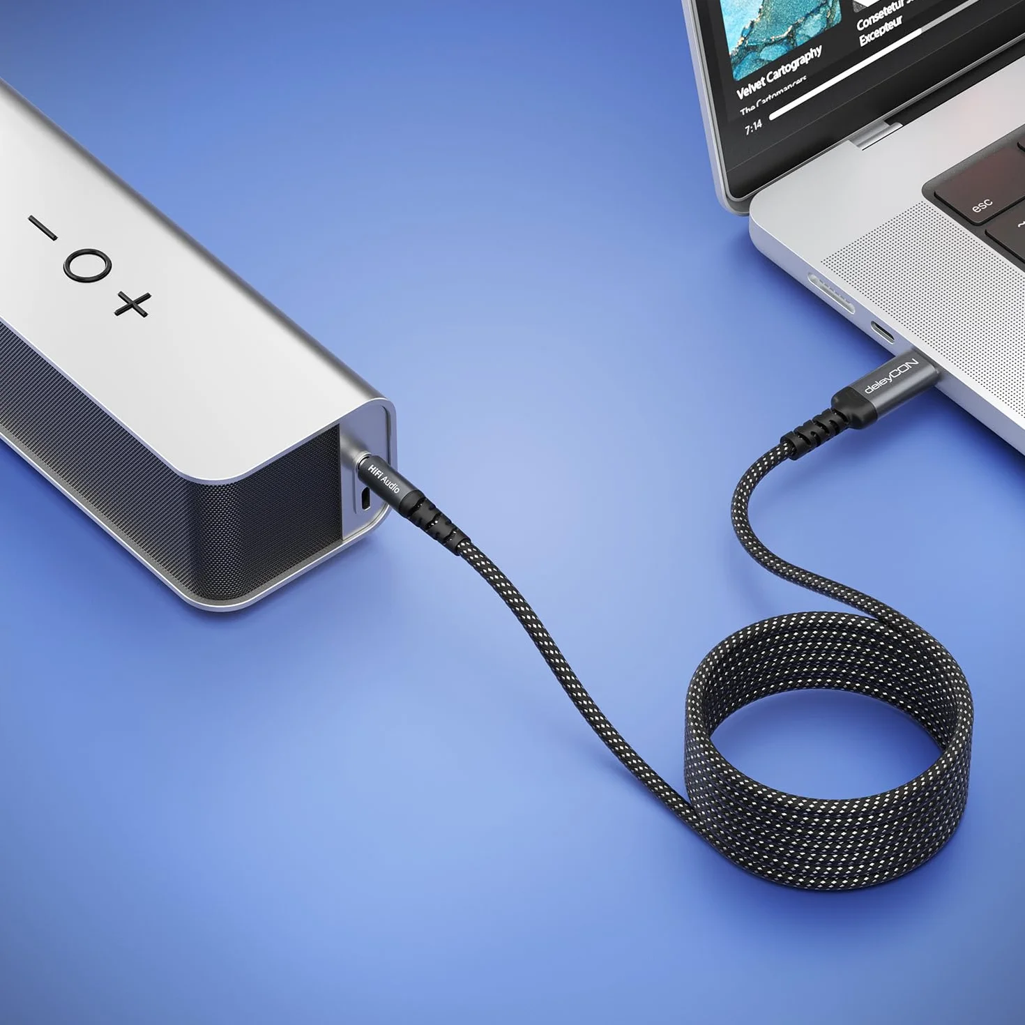 deleyCON 1,5m Kabel Adapter Audio USB-C na 3,5mm - USB Typ-C Wtyk do Jack Wtyk - do Słuchawek, Głośników, HiFi - do iPhone 17 16 15, iPad, Galaxy S25 S24 A16 A56, Notebook i Wiele Innych