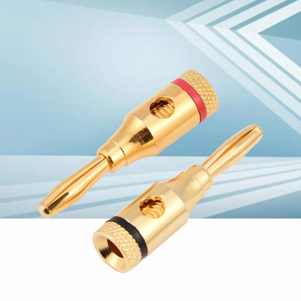VBESTLIFE Adapter audio bananowy, pozłacany wtyk do głośnika bananowego z czystej miedzi do wzmacniacza lub głośnika, profesjonalne zastosowanie dźwięku - 10-częściowy