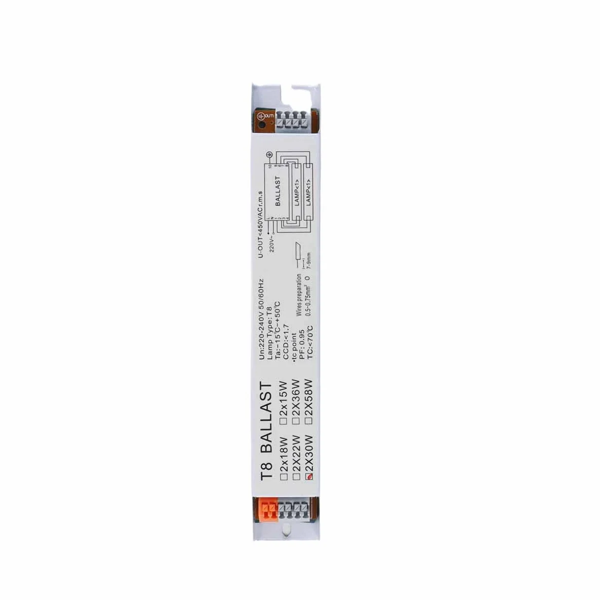 Sarini T8 220-240 V AC 2 x 30 W, szerokonapięciowy, elektroniczny statecznik do świetlówek