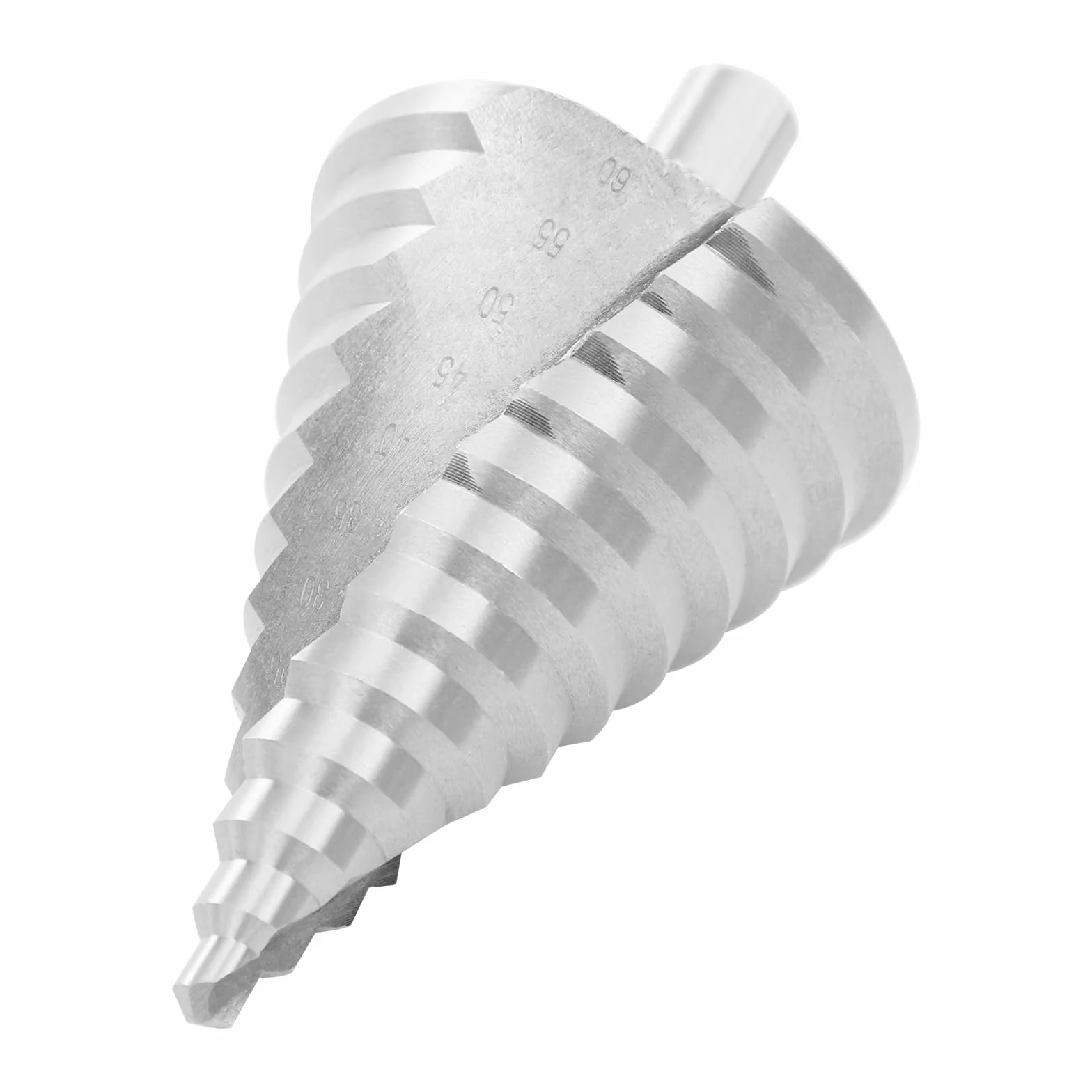 OUKANING Powlekane tytanem wiertło stopniowe 6-60 mm, wielofunkcyjne wiertło 12 w 1 z chwytem trójkątnym i rowkami spiralnymi, do wiercenia w PCV, drewnie, tworzywie sztucznym, w zestawie 12 rozmiarów