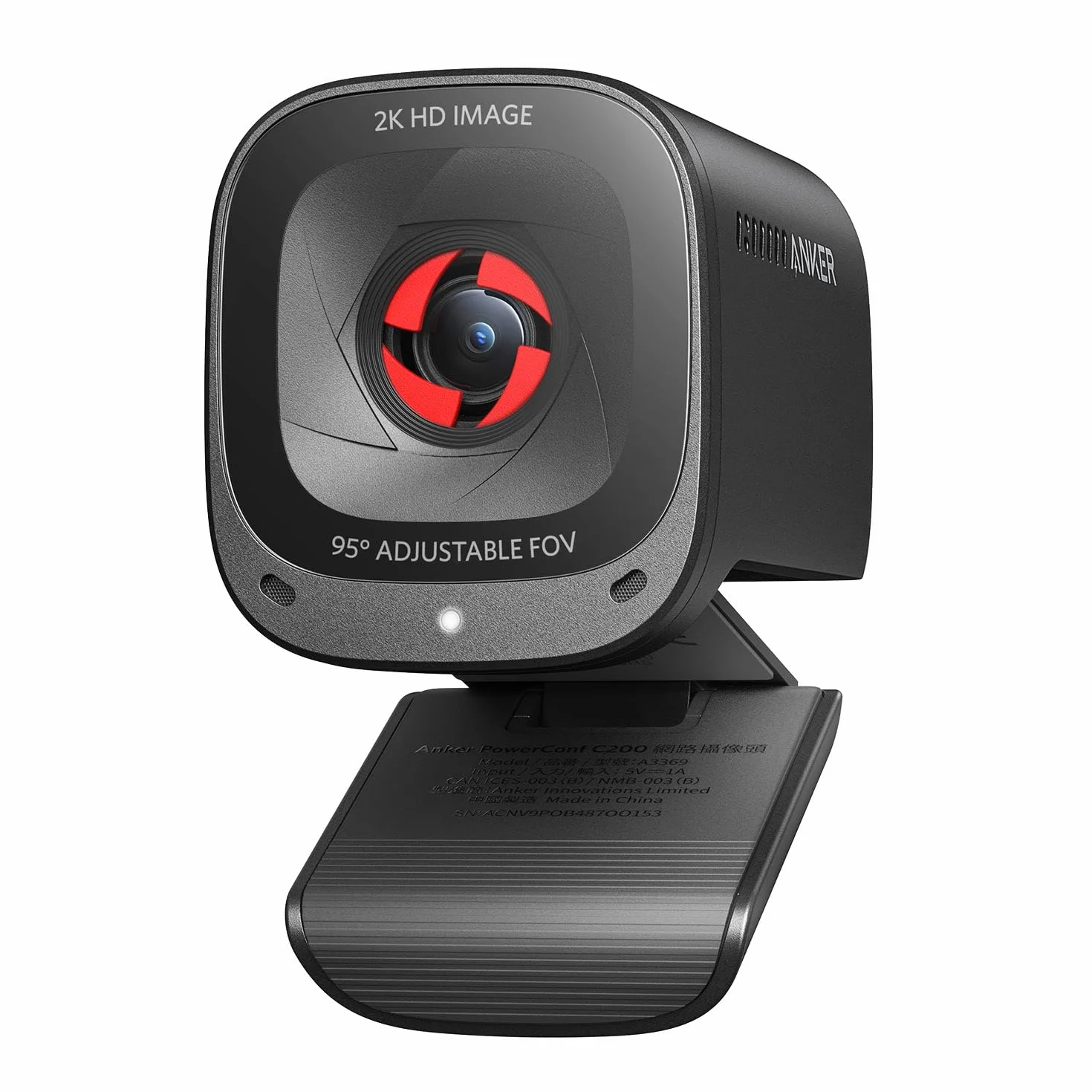 Anker PowerConf C200 2K kamera internetowa z redukcją szumów AI, mikrofony stereo, regulowane pole widzenia