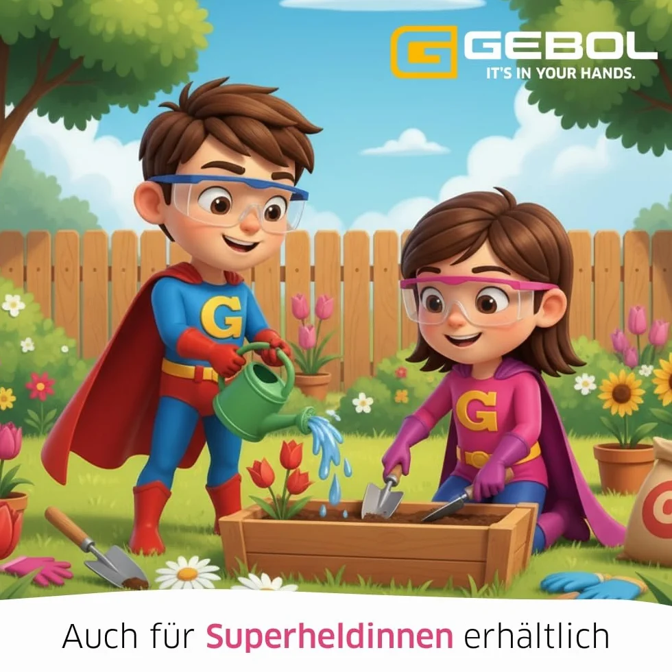 Gebol Safety Kids, okulary ochronne z lekkiego i odpornego na zarysowania materiału, bardzo lekkie okulary dziecięce z regulowanymi zausznikami, idealne do pomocy w majsterkowaniu, niebieskie