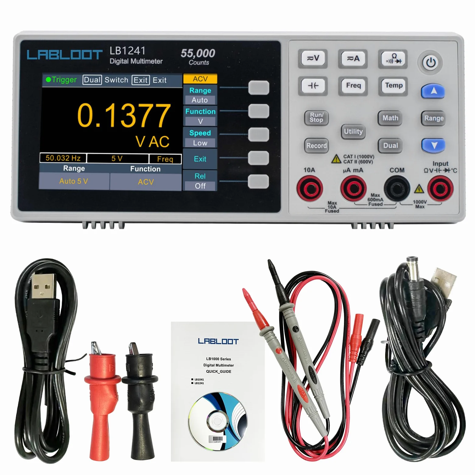 LB1241 mini cyfrowy multimetr biurkowy, 3,7-calowy cyfrowy multimetr LCD, tester temperatury True RMS