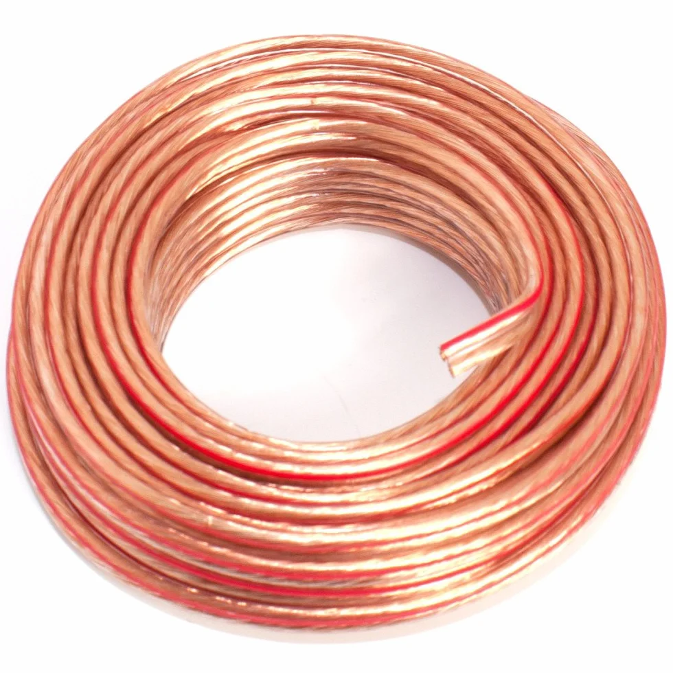 Kabel głośnikowy 2 x 1,50 mm2 10 m przezroczysty CCA audio