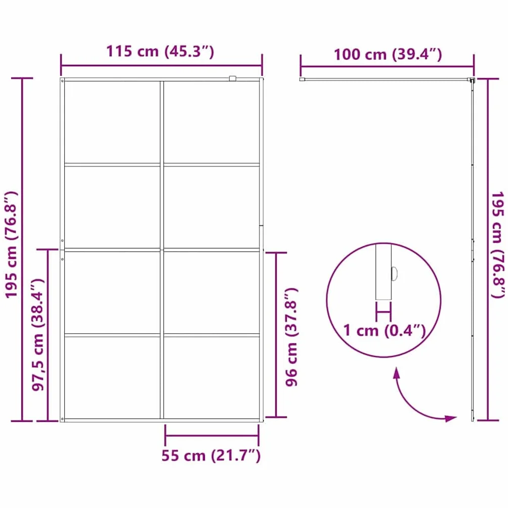 Ścianka prysznicowa Walk-in w kolorze złotym 115 x 195 cm z hartowanego szkła bezpiecznego, bez ramy, z aluminiową ramą, zajmuje mało miejsca i nie ogranicza barier, do łazienki jako ochrona
