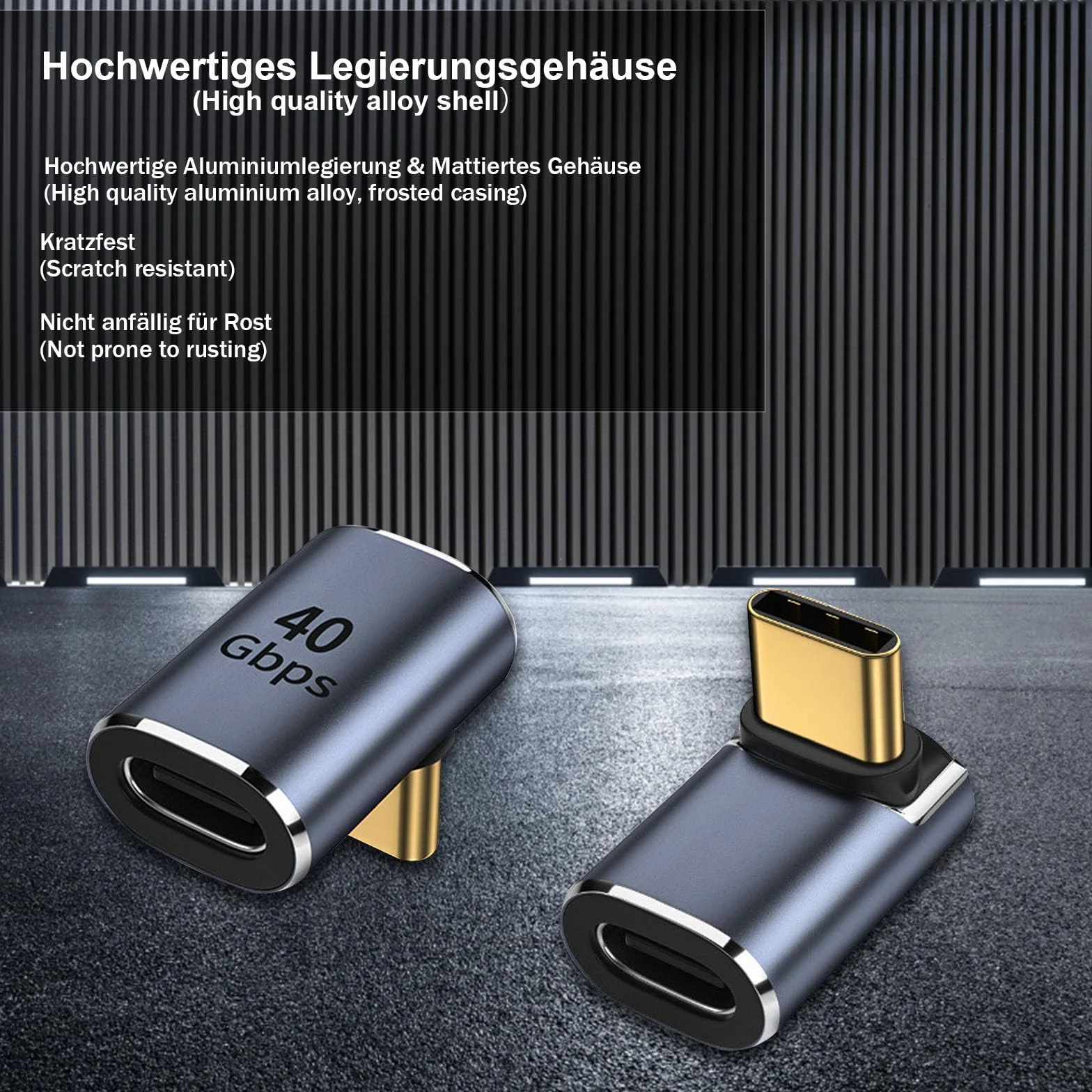 TNSLAND 2 sztuki USB C 90° adapter gniazdo typu C na wtyczkę, złącze kątowe USB 4.0 40 Gb/s, transmisja danych ładowanie, typ C OTG adapter do laptopa, tabletu, telefonu, typ C