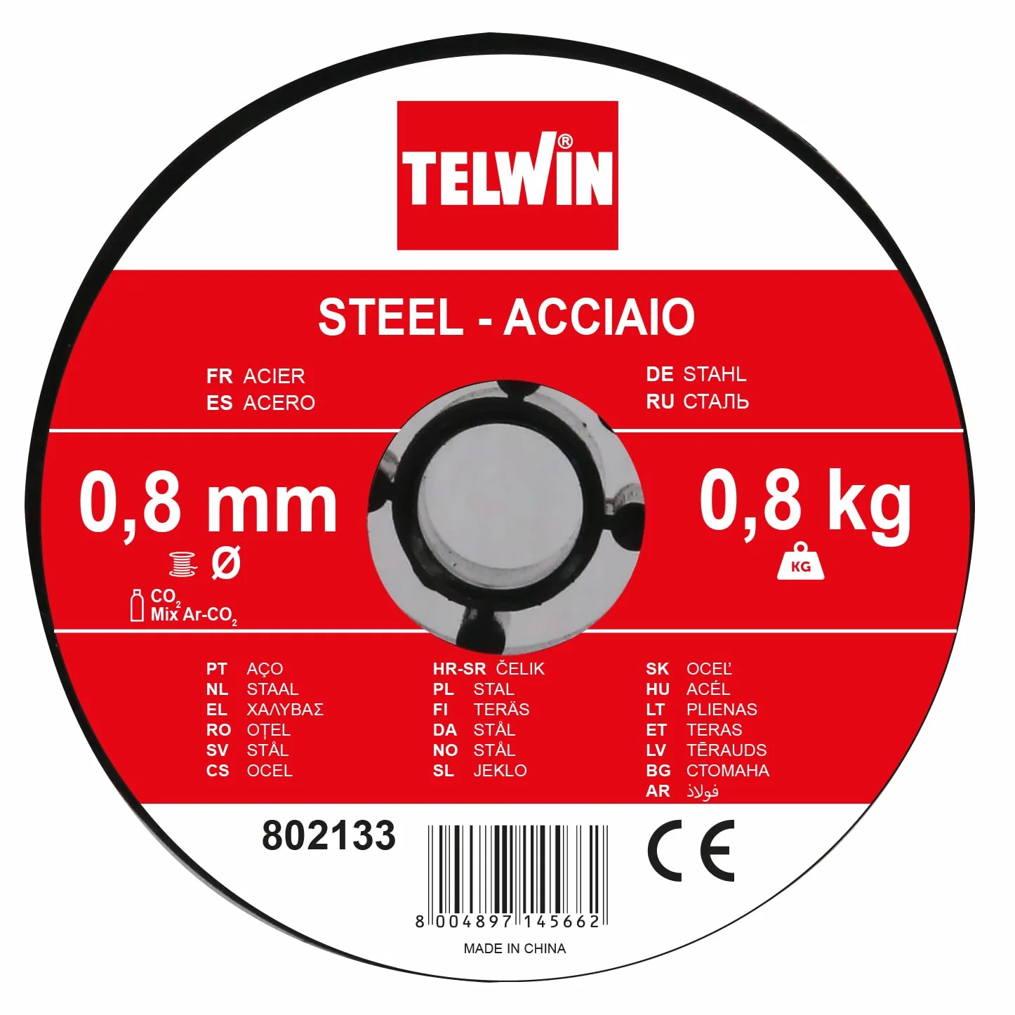 Telwin S.p.A. 802133 cewka ze stali spawalniczej średnica 0,8 mm, 0,8 kg, miedź