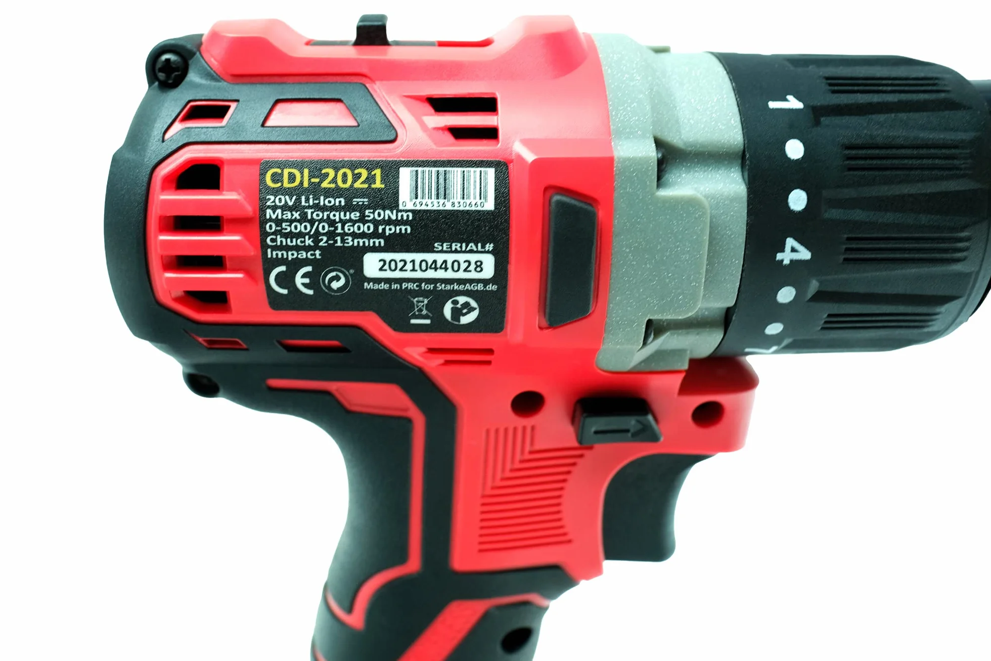 StärkeAGB CDI-2021 Wiertarko-Wkrętarka Akumulatorowa Bezszczotkowa 20V z Udarem, 50Nm, Zestaw 2x Akumulator Li-Ion 2.0Ah, Uchwyt Metalowy 13mm, Walizka i Akcesoria
