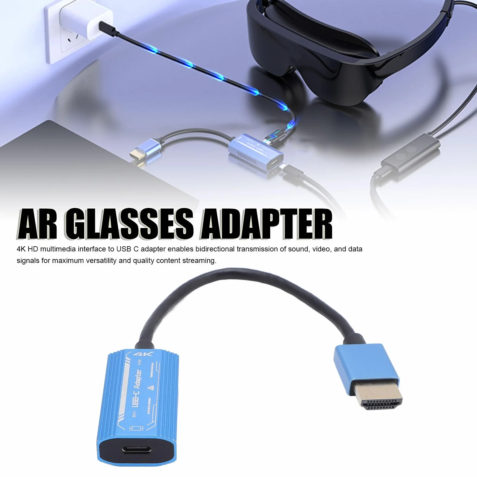 HDMI do Adaptera USB C 4K 60Hz PD 100W dla Okularów AR, Laptopa, Projektory USB C, Plug and Play Glaw Aluminium Dwukierunkowy Konwerter