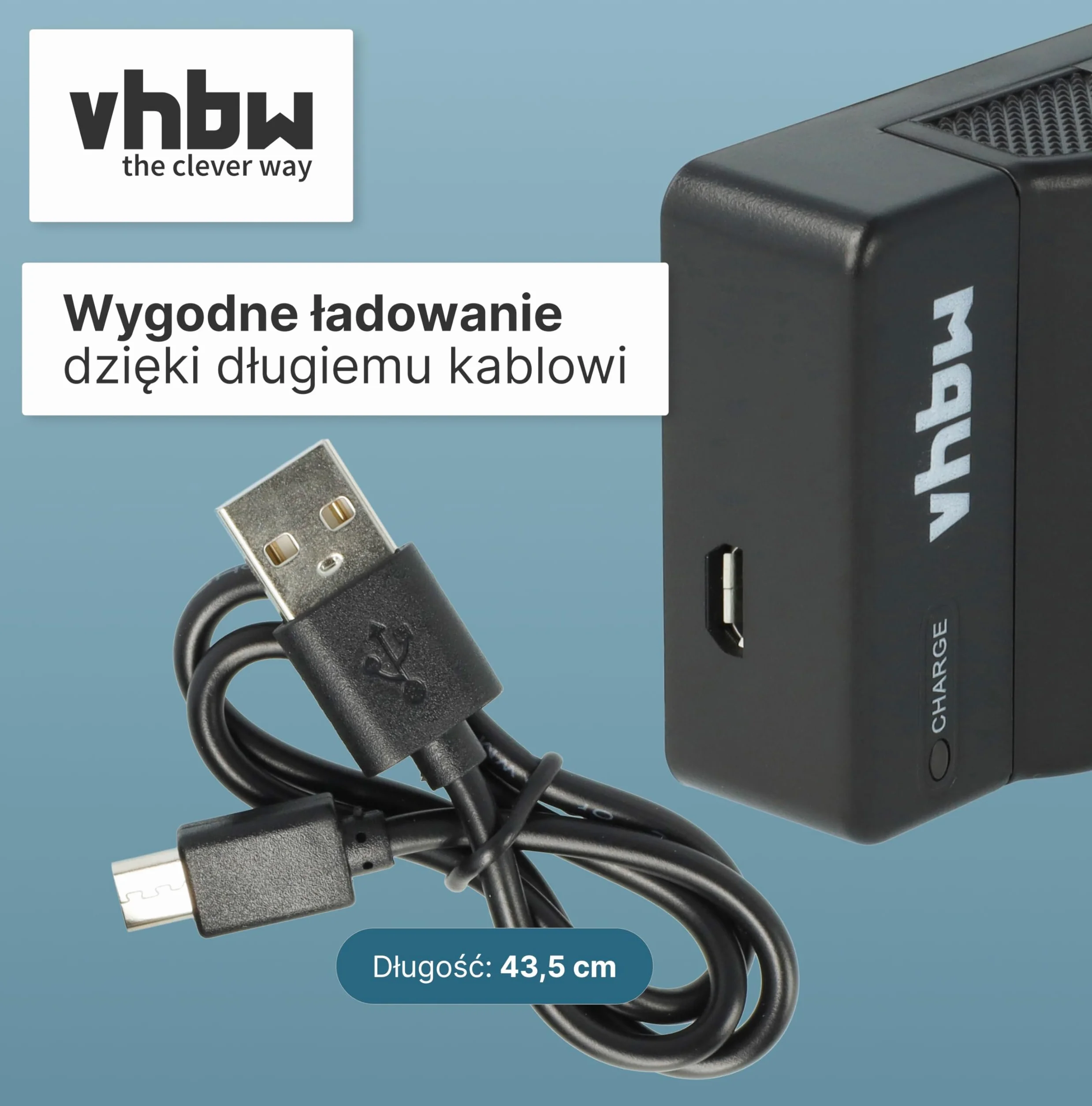 vhbw Ładowarka USB kompatybilna z aparatem Nikon CoolPix S200, S220, S225, S230, S3000, S4000, S500, S510, S5100, S570, S60, S600, S700, S80