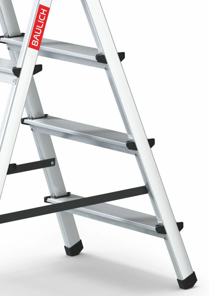 Drabina aluminiowa - Drabina 5-stopniowa - Drabina domowa - Dwustronna do domu, warsztatu i ogrodu – Wodoodporna, stabilna, antypoślizgowe nóżki – Nośność 120 kg,