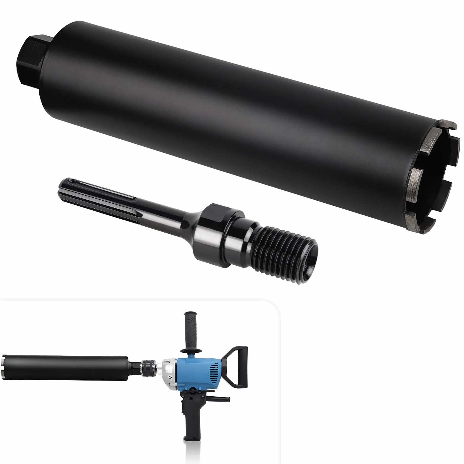 CPROSP 1¼" UNC diamentowa koronka wiertnicza z adapterem SDS MAX, koronka rdzeniowa DM 110 mm, L 420 mm, wiertło rdzeniowe do wiercenia w betonie, żelbetonie, murze i kamieniu