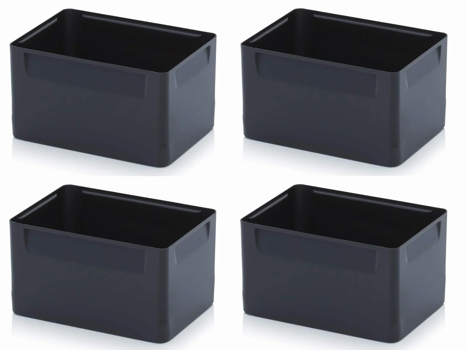 Zestaw 4 pojemników o wysokości 15 cm do pojemnika euro 60 x 40 * wkładki do skrzynek czarne