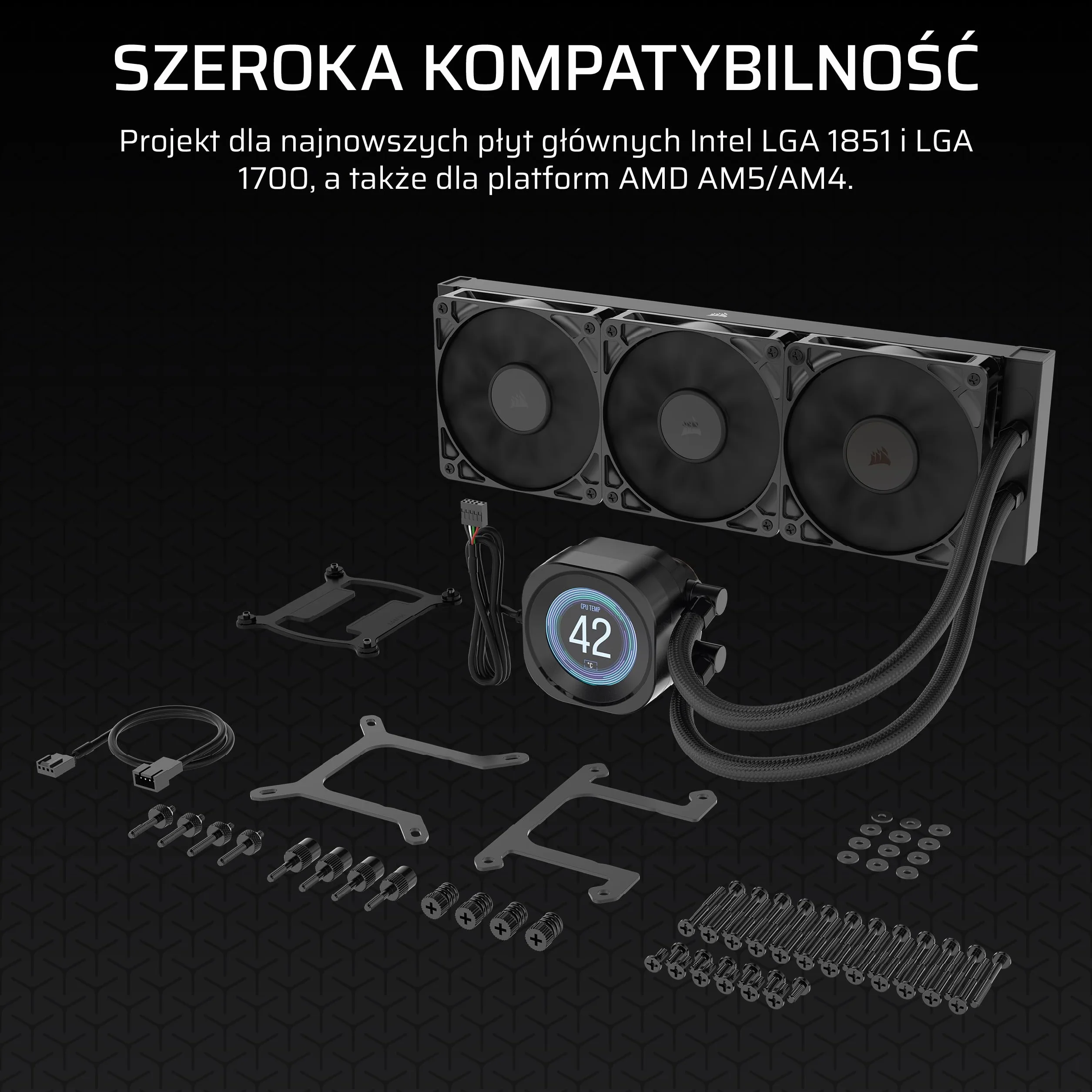CORSAIR NAUTILUS 360 RS LCD Układ Chłodzenia CPU Cieczą 360mm AIO Intel LGA 1851/1700 AMD AM5/AM4 Czarny
