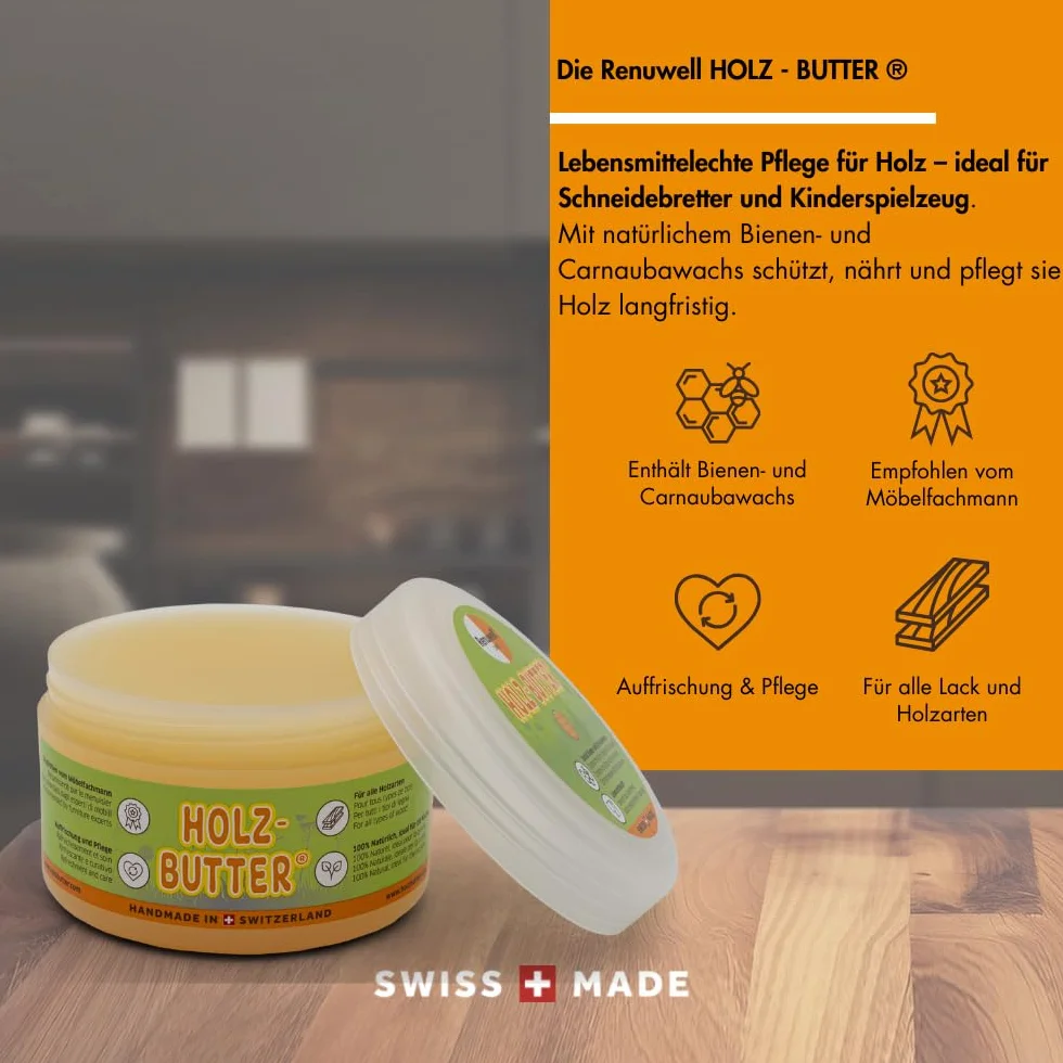 Renuwell Holz Butter 20274 Wosk do Drewna, Przezroczysty, 250ml