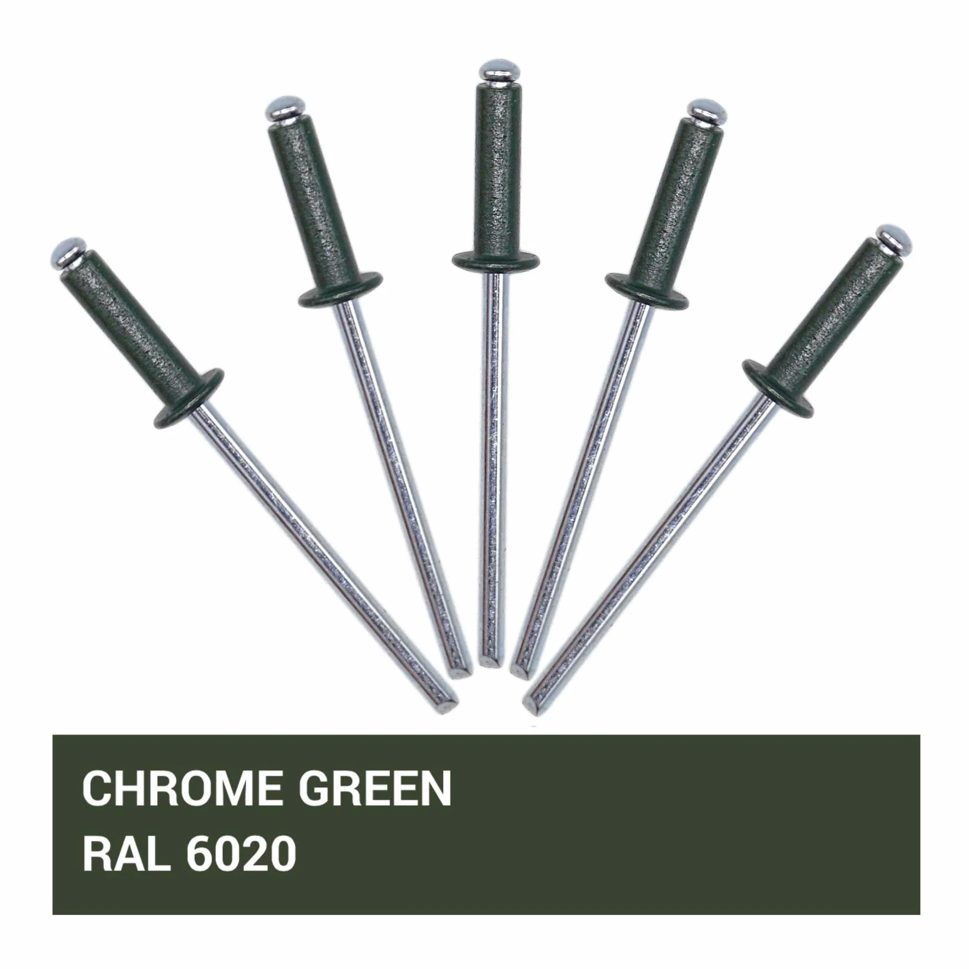 SKIR'CO (200 szt.) Malowane nity zrywalne 3,2 x 12 mm, aluminiowe nity zrywalne, DIN 7337, głowica kopułowa, stalowy trzpień, nity pop (chrom zielony RAL 6020)