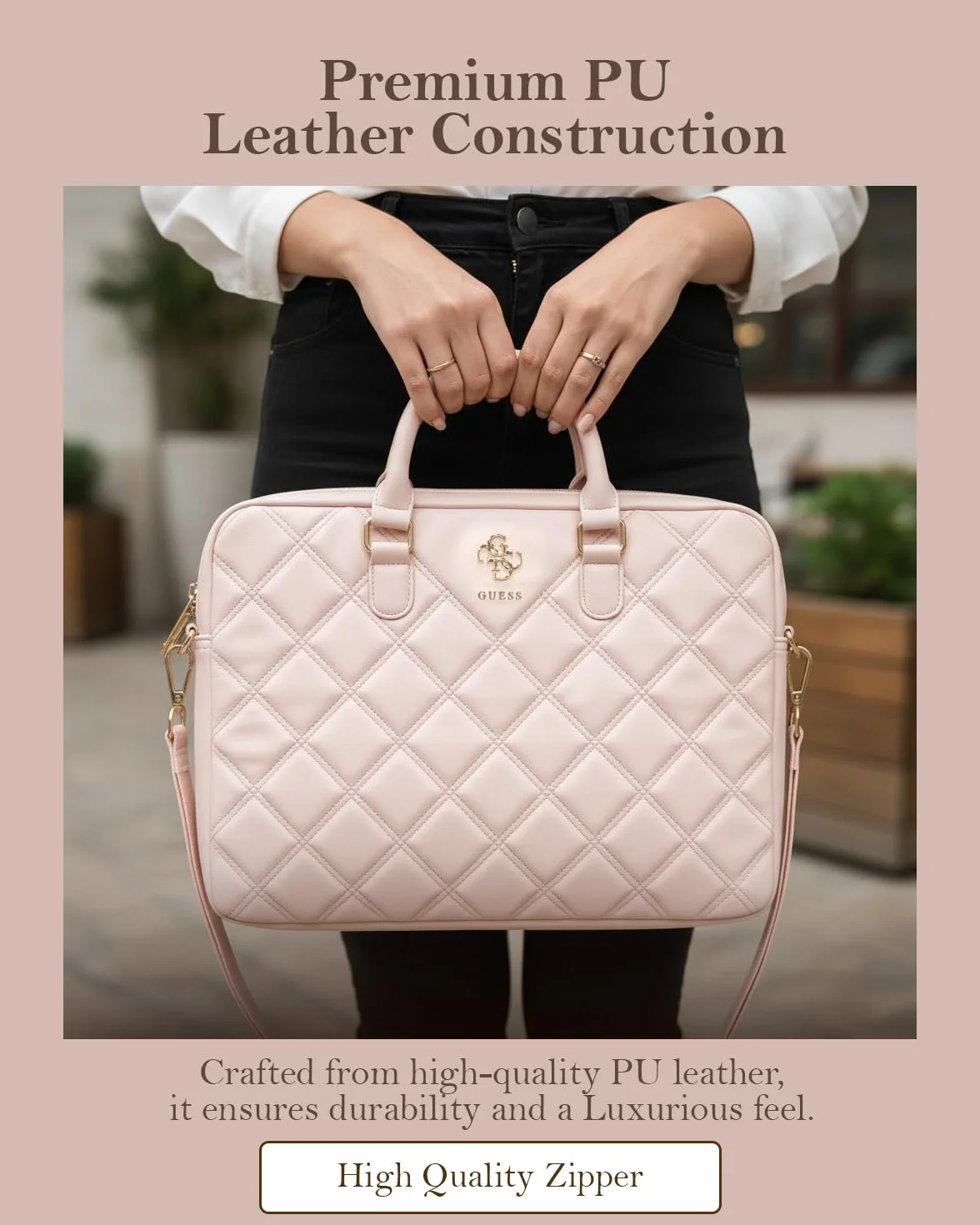 CG MOBILE Guess torba GUCB15ZPSQSSGP 16" różowa pikowana 4G