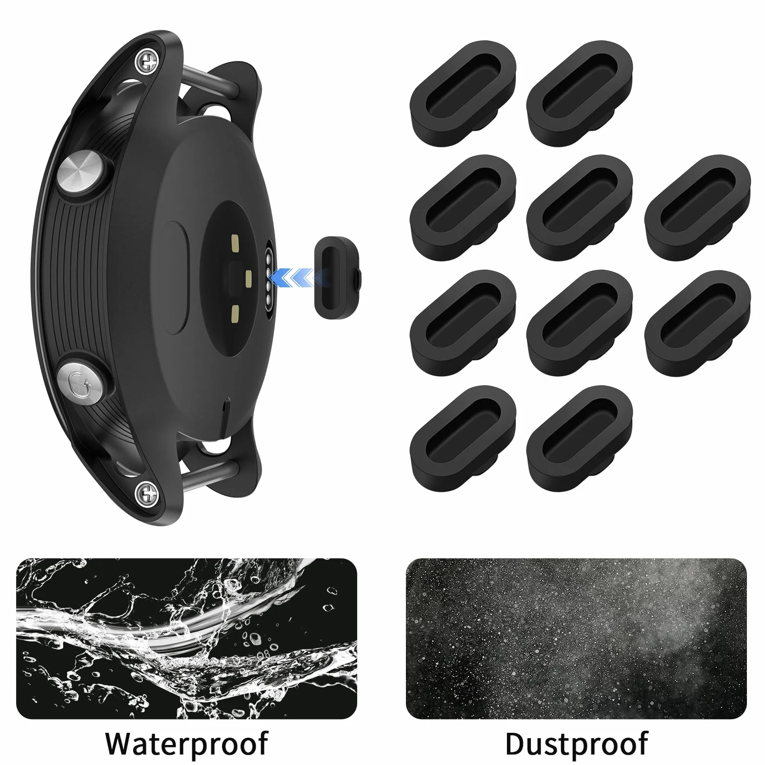 Vancle Silikonowe Zatyczki Przeciwpyłowe do Garmin Vivoactive 6/5/4/4s/3, Fenix 8/7/7S/7X/6/6S/6X/5/5S/5X, Venu 3/3s/2, Instinct 3/2, Epix 2 Pro