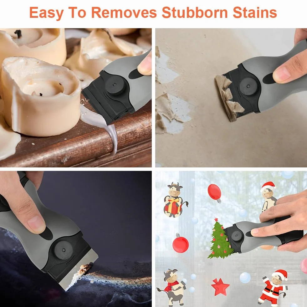 Flintronic skrobak, skrobak ceramiczny z ostrzami ze stali nierdzewnej, niezawodny skrobak kuchenny, skrobak do płyty grzejnej, skrobak do piekarnika, skrobak do szklano-ceramicznej płyty grzejnej