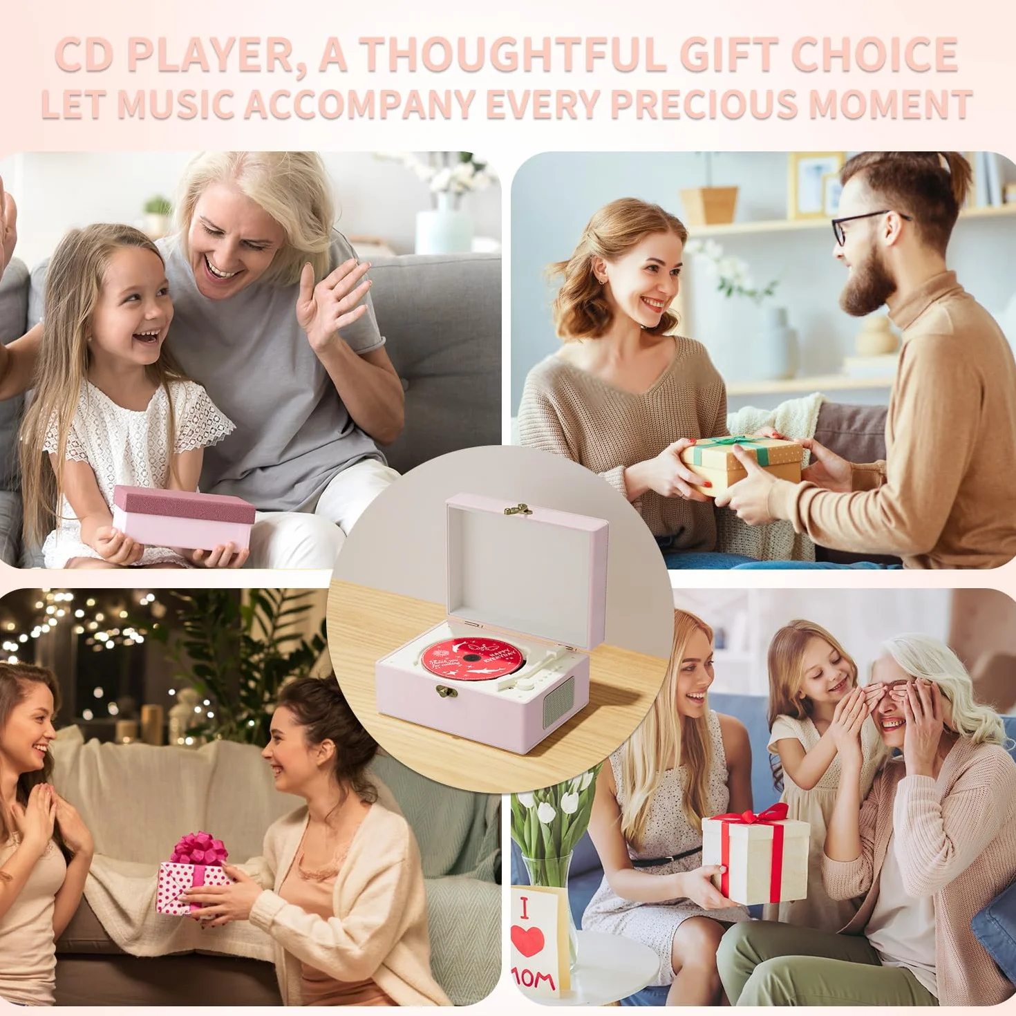 Odtwarzacz CD z głośnikami Time Music Box różowy