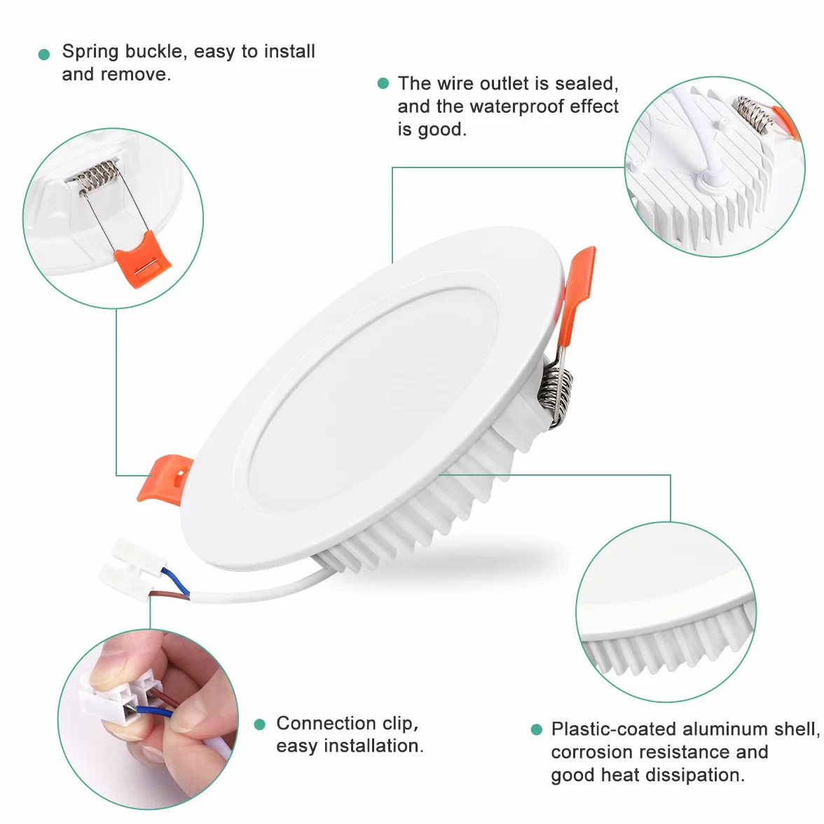 Downlight LED wpuszczany 6 W odpowiednik 60 W, 6 sztuk wpuszczany reflektor LED okrągły neutralny 4500K, 600LM ultra cienki 26 mm, Ф85-95 mm, nieściemnialny AC 160-260 V, LED iluminator do salonu