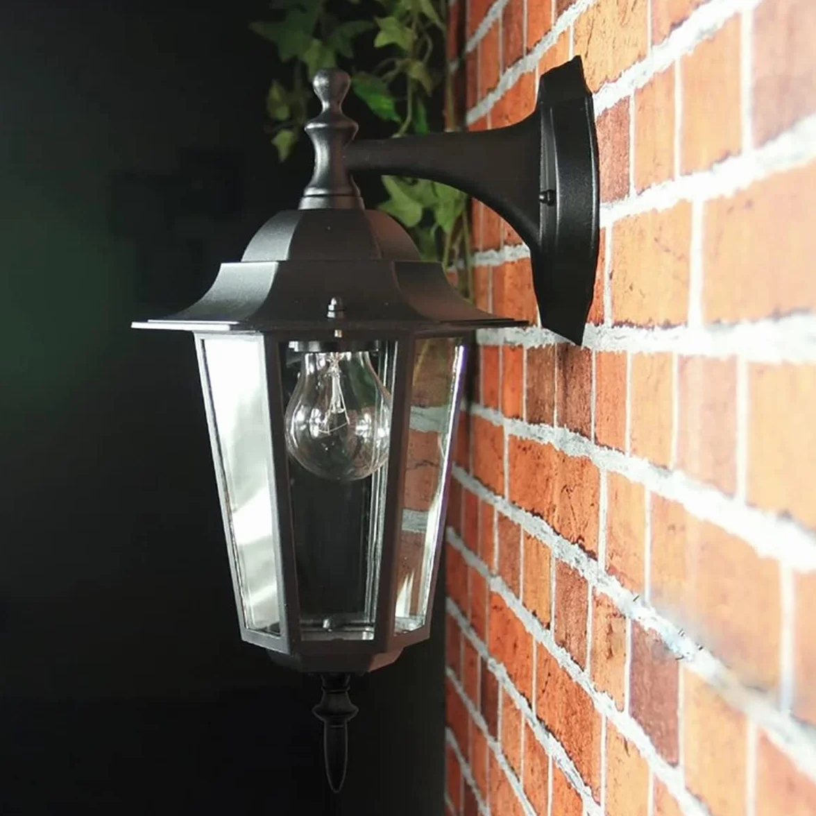 Lumiled Zewnętrzny kinkiet Vintage 230 V klasyczny Aluminiowy czarne szkło IP44 Wodoodporny E27 Ogrodowy Retro Lampa