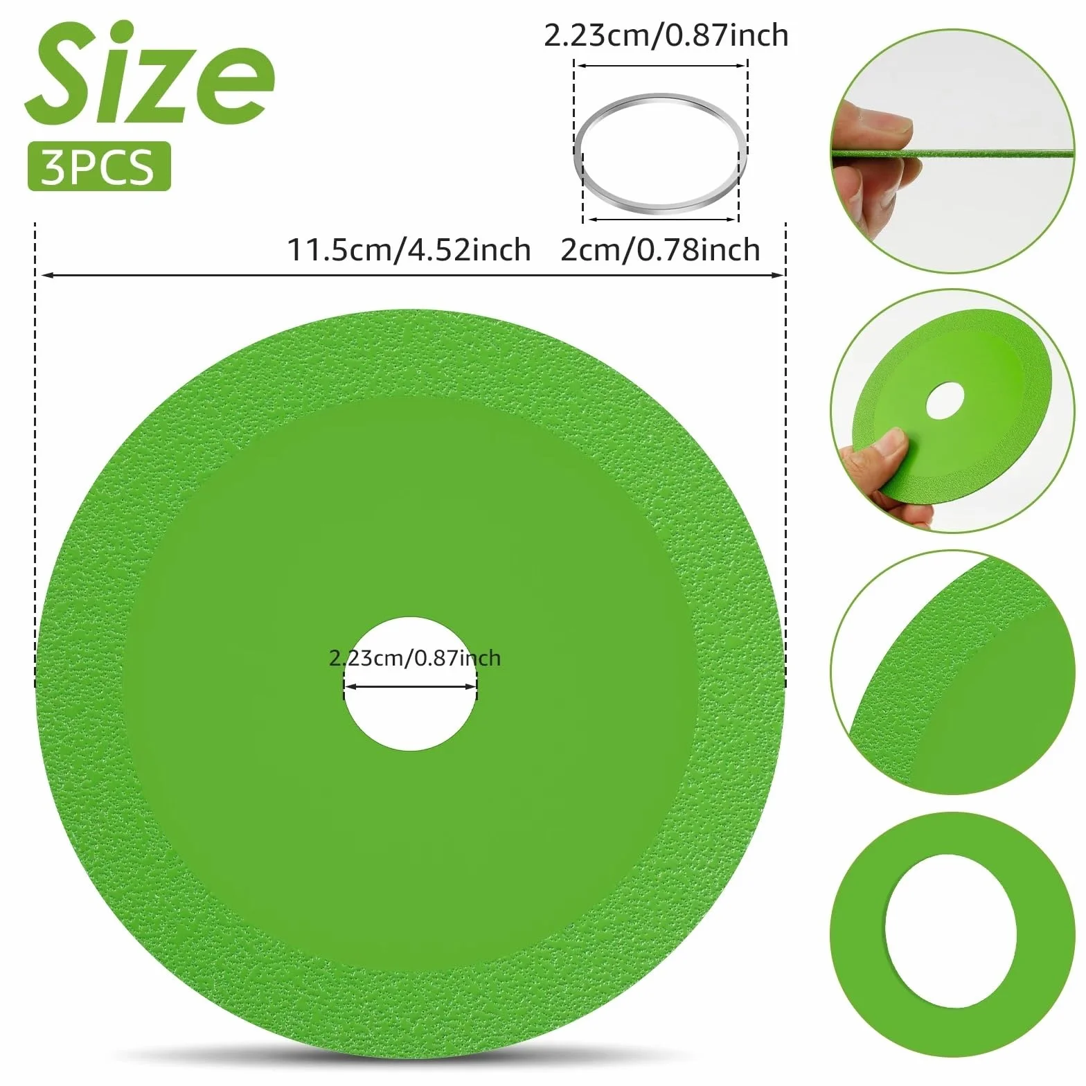 Tarcza do cięcia porcelany, Tarcza do cięcia szkła Diamond Green 3 sztuki 115-125mm(Green 125mm)