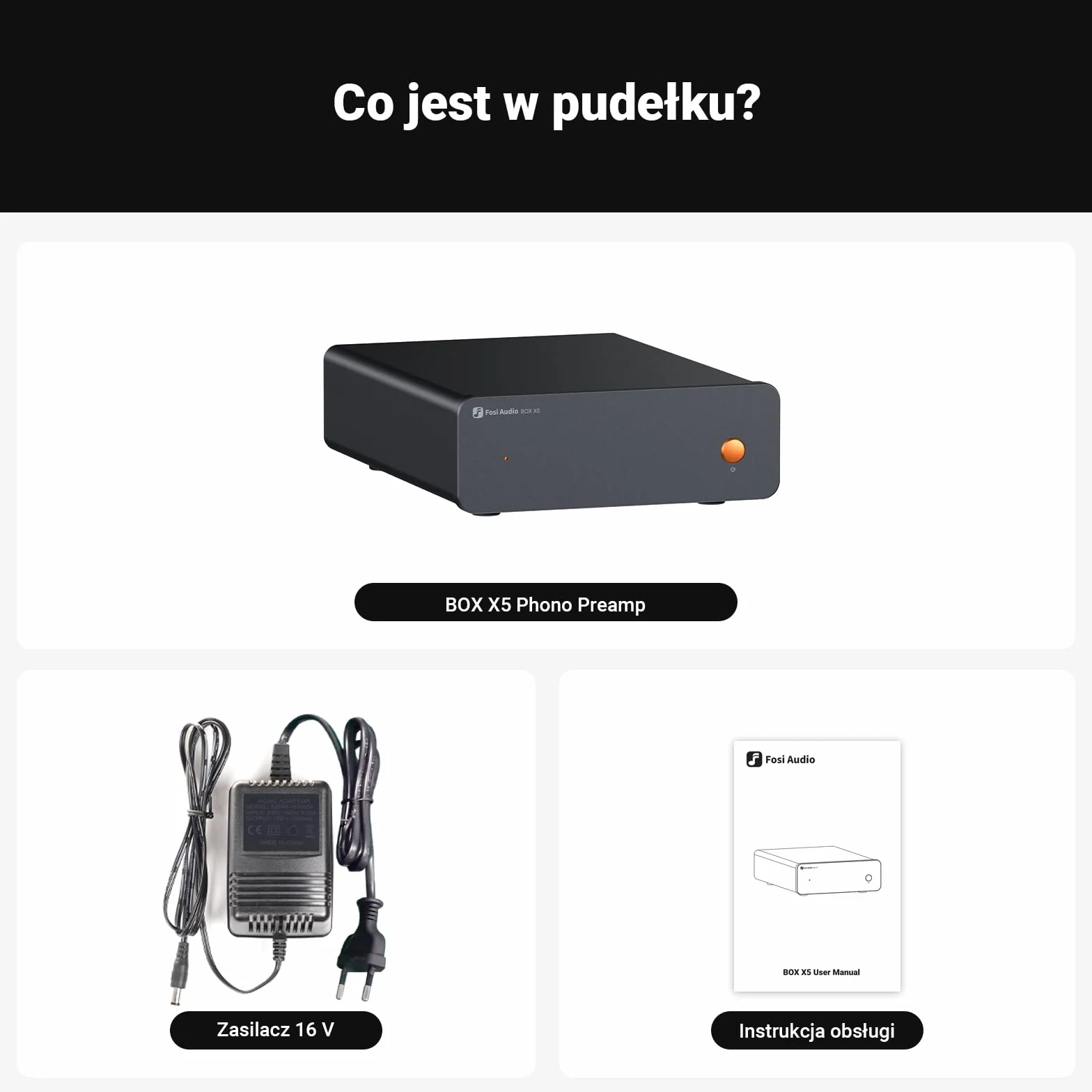 Fosi Audio BOX X5 Przedwzmacniacz Gramofonowy MM MC, 4-Stopniowa Regulacja Wzmocnienia RCA