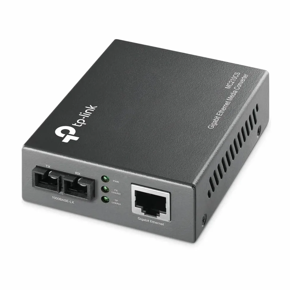 TP-Link MC210CS | Konwerter Mediów Gigabit Ethernet | 1000BASE-LX do 1000BASE-T | Światłowód jednomodowy | Złącze SC | Do 20 km | Plug & Play