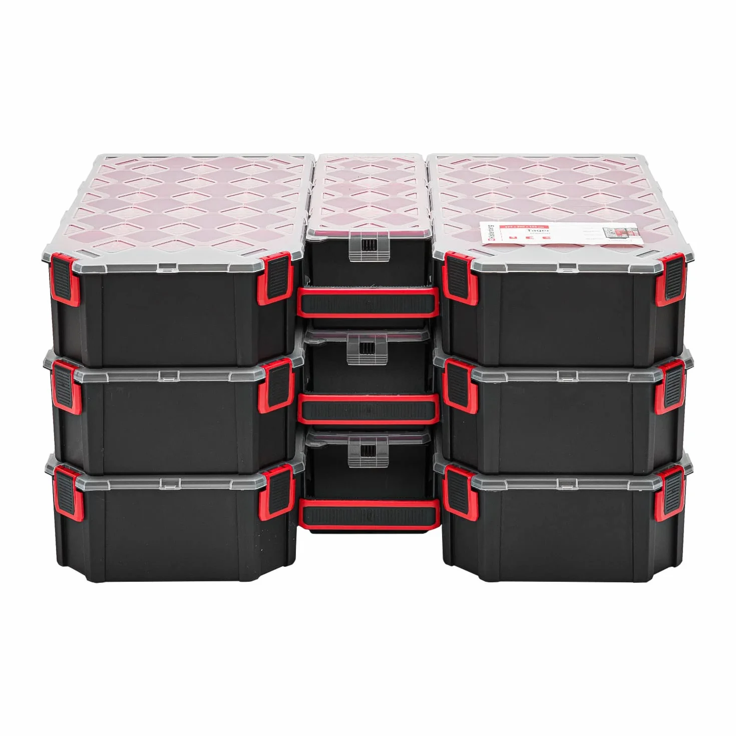 3 x modułowa skrzynka asortymentowa XXL – 390 x 577 x 105 mm – magazynek na małe części skrzynka do sortowania z przezroczystą pokrywą, walizka do sortowania, skrzynka na narzędzia, skrzynka na asortyment, skrzynka z wyjmowanymi przegródkami