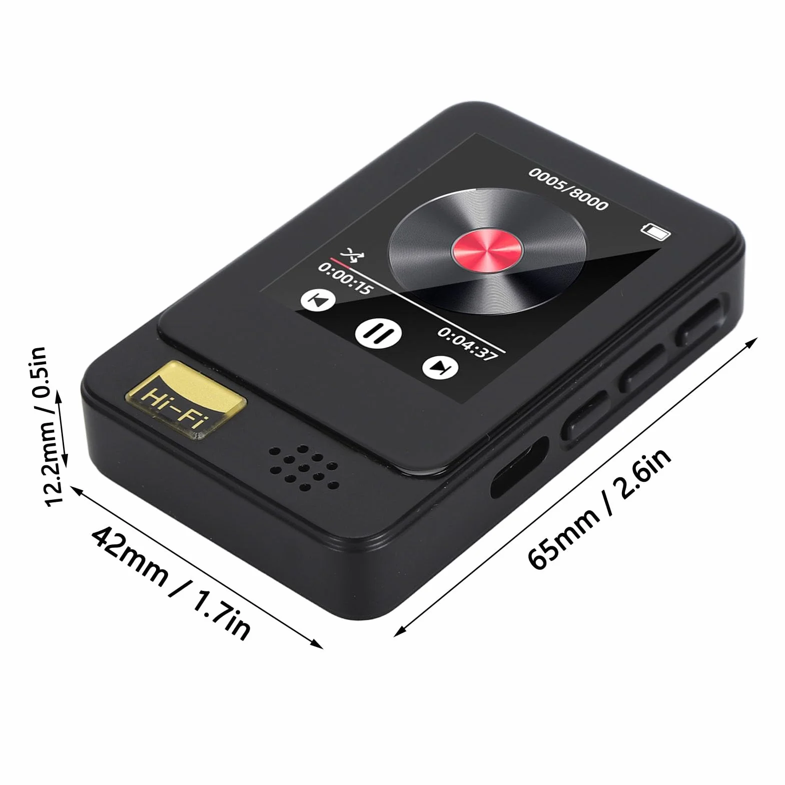 Odtwarzacz MP3 z Bluetooth 5.0, Bezstratnym Dźwiękiem HiFI Odtwarzacz MP3 Spotify, 1,77-calowy Ekran Dotykowy Odtwarzacz MP3 MP4 z funkcją FM, Radiem, Nagrywaniem, E-bookiem, dla